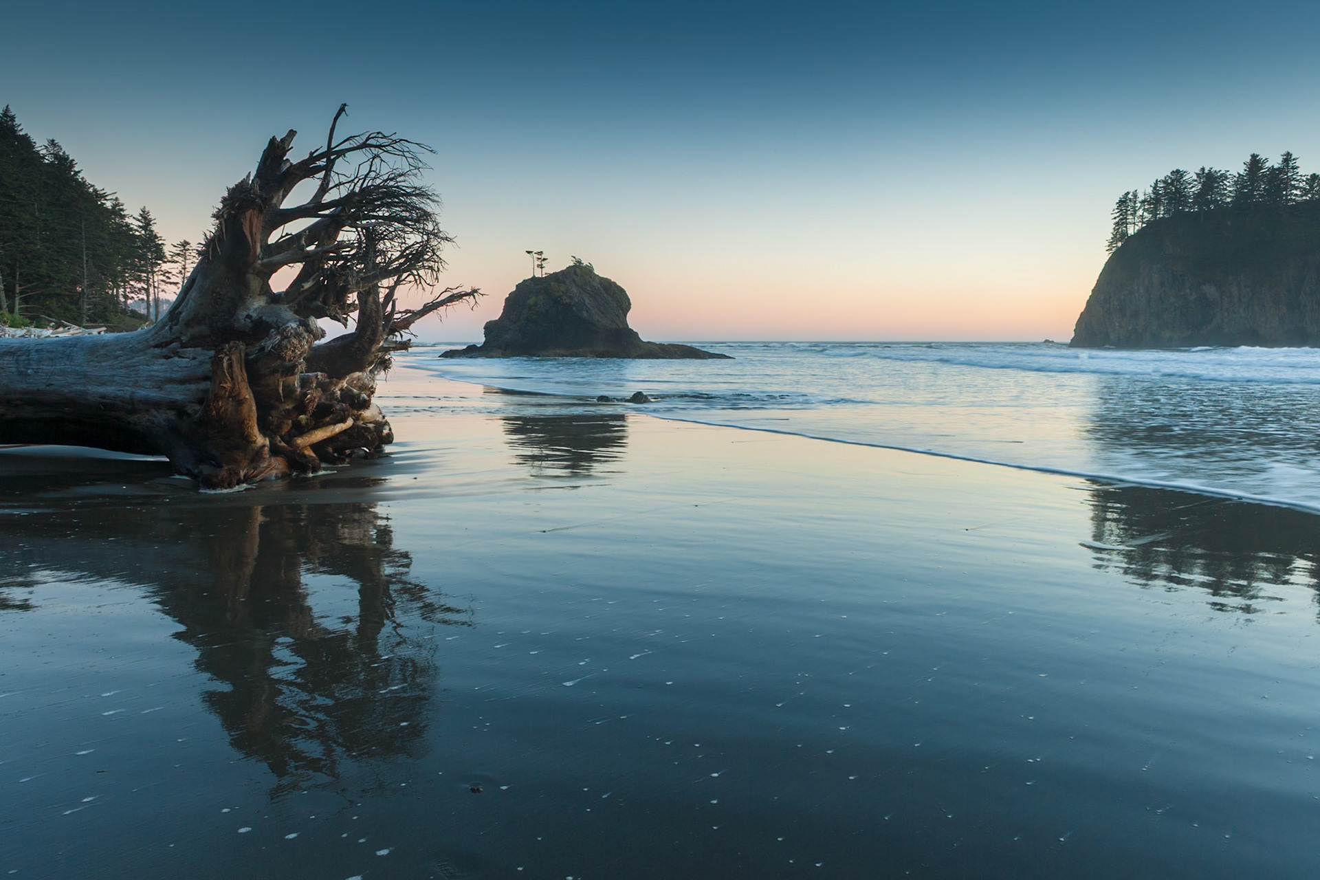 Second Beach near La Push at the Olympic National Park at sunset, Washington, USA,