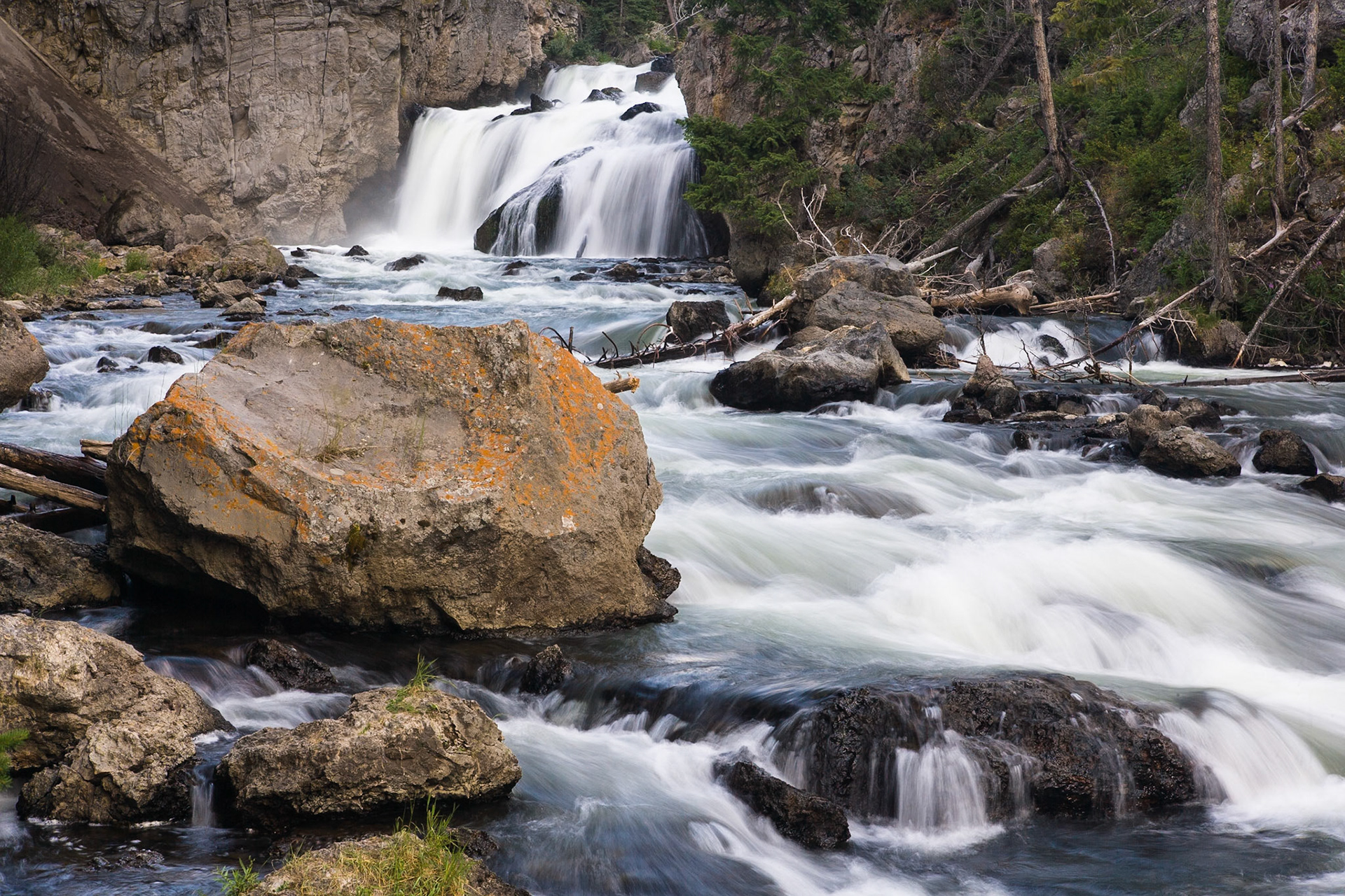 Firehole Falls in Yellowstone National Park Wyoming, USA