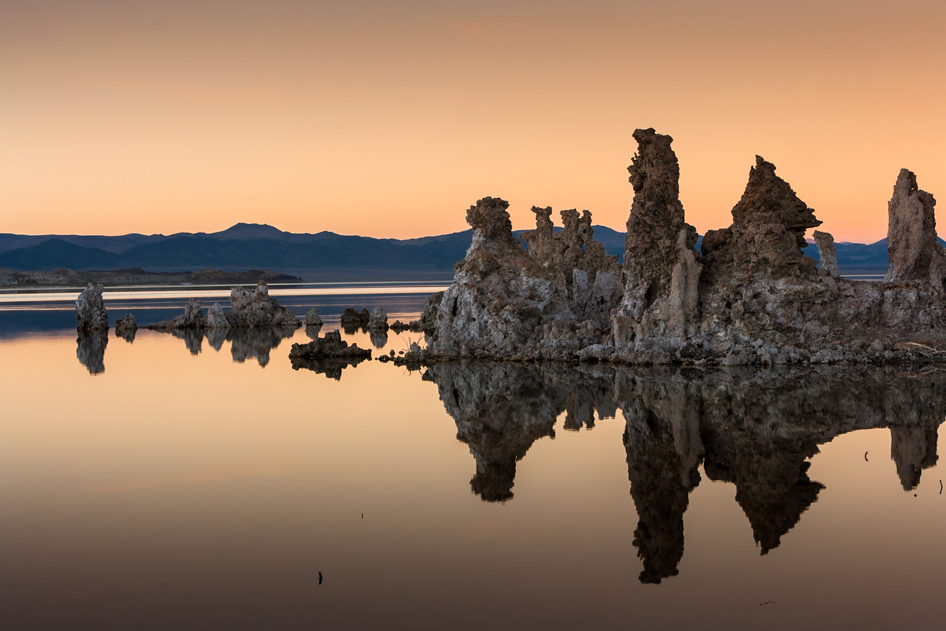 Tufas at sunset at Mono Lake, California, USA