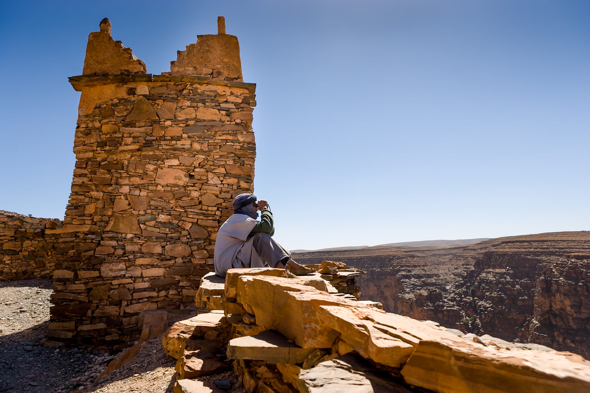 Berber at Old castle at Amtoudi Id Aïsa, Morocco