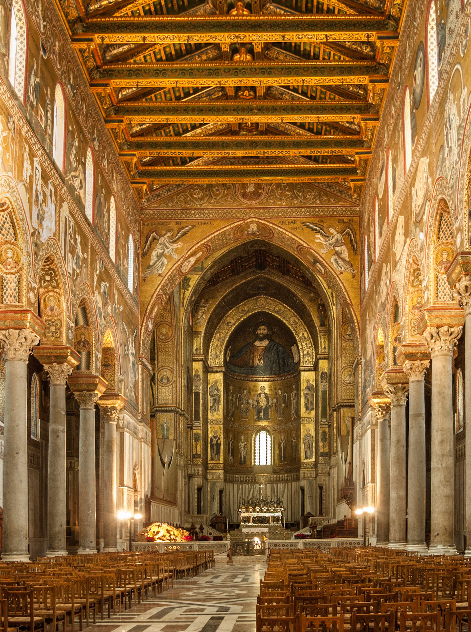 Interior of the Cathedral church at Monreale, Sicily, Italy