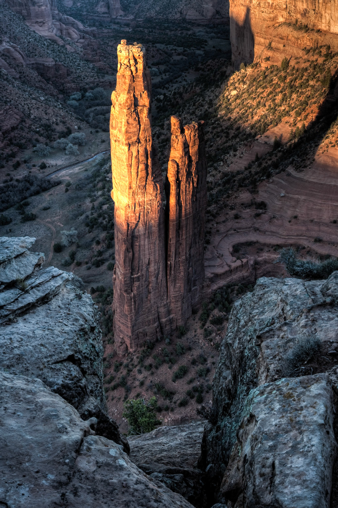 Sunset at Canyon de Chelley, Spider Rock Overlook, Arizona, USA