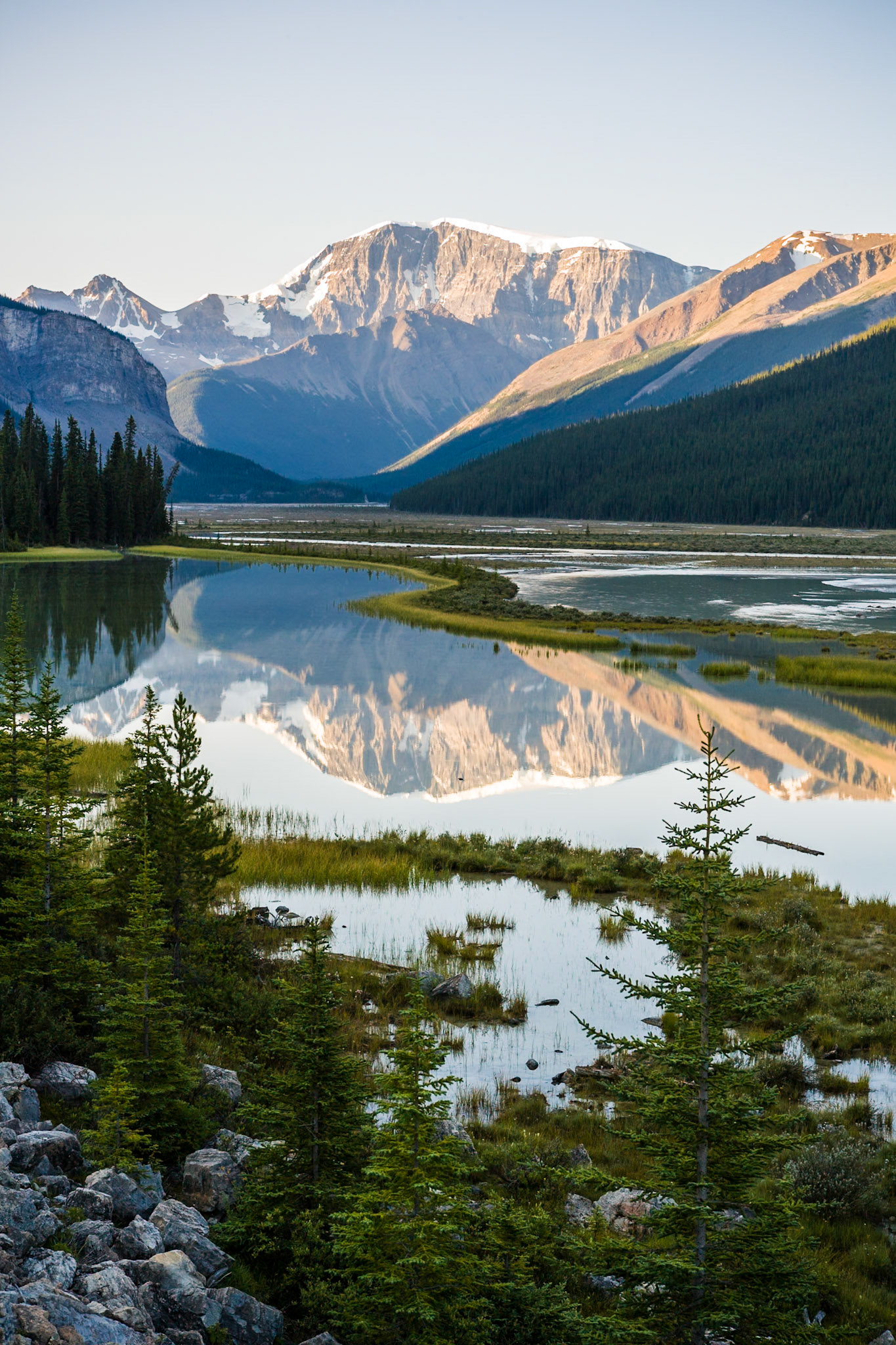 Mount Athabasca from Icefields Parkway, Sunwapta River, Jasper Nat'l Park, Alberta, CA