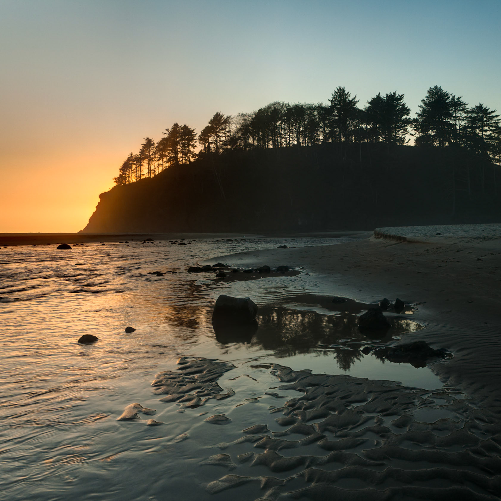 Sunset at Proposal Rock at South Beach at Neskowin, OR, USA