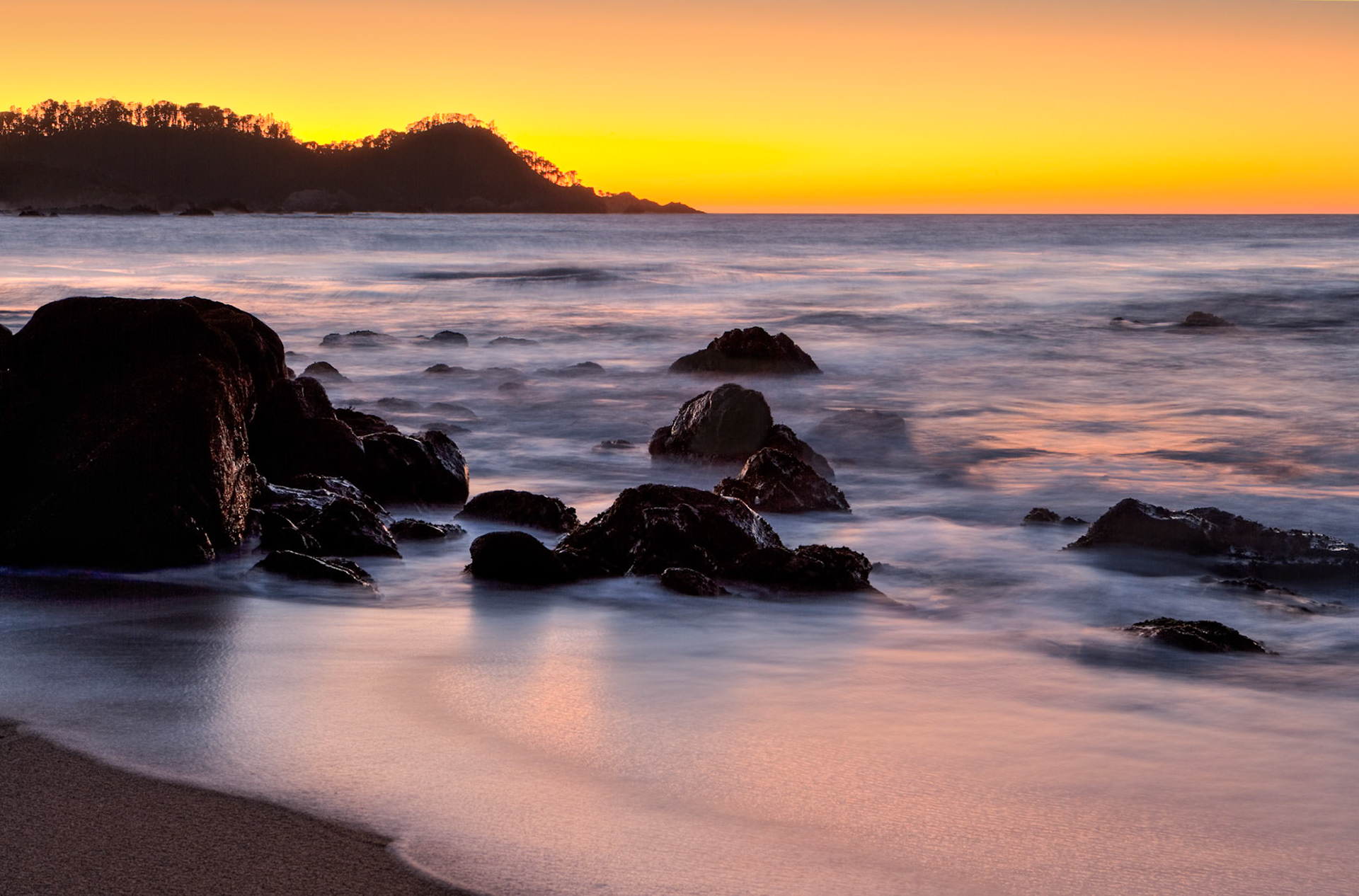 Sunset at Monastery Beach, Carmel River State Beach, California, USA