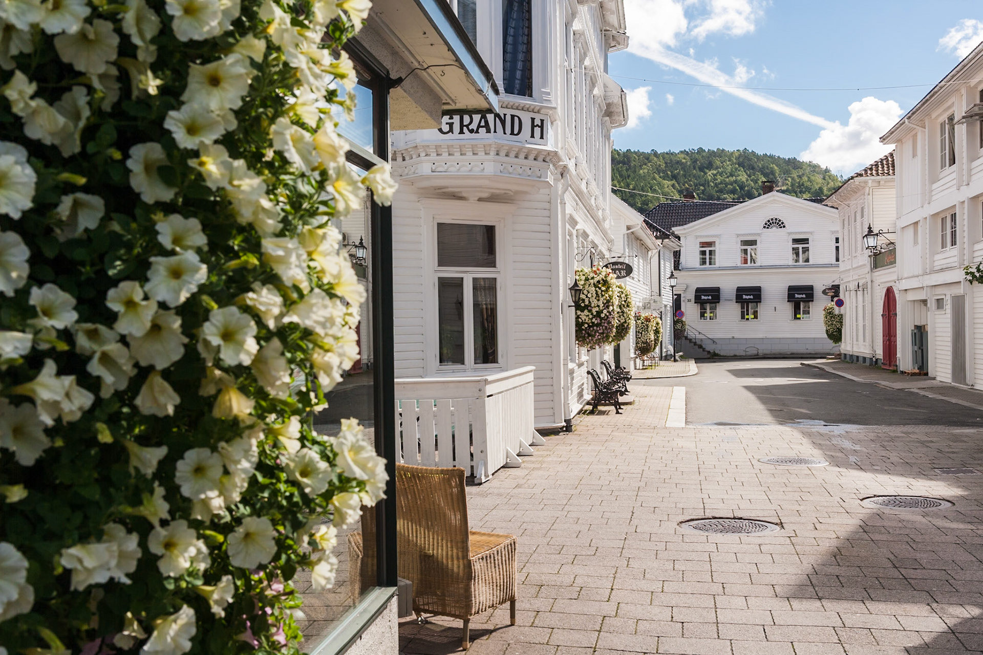 White houses of Flekkefjord Norway
