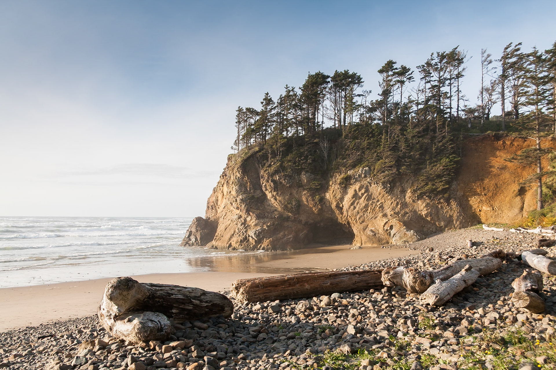 Sunset at the Cliffs at Hug Point, Oregon, USA