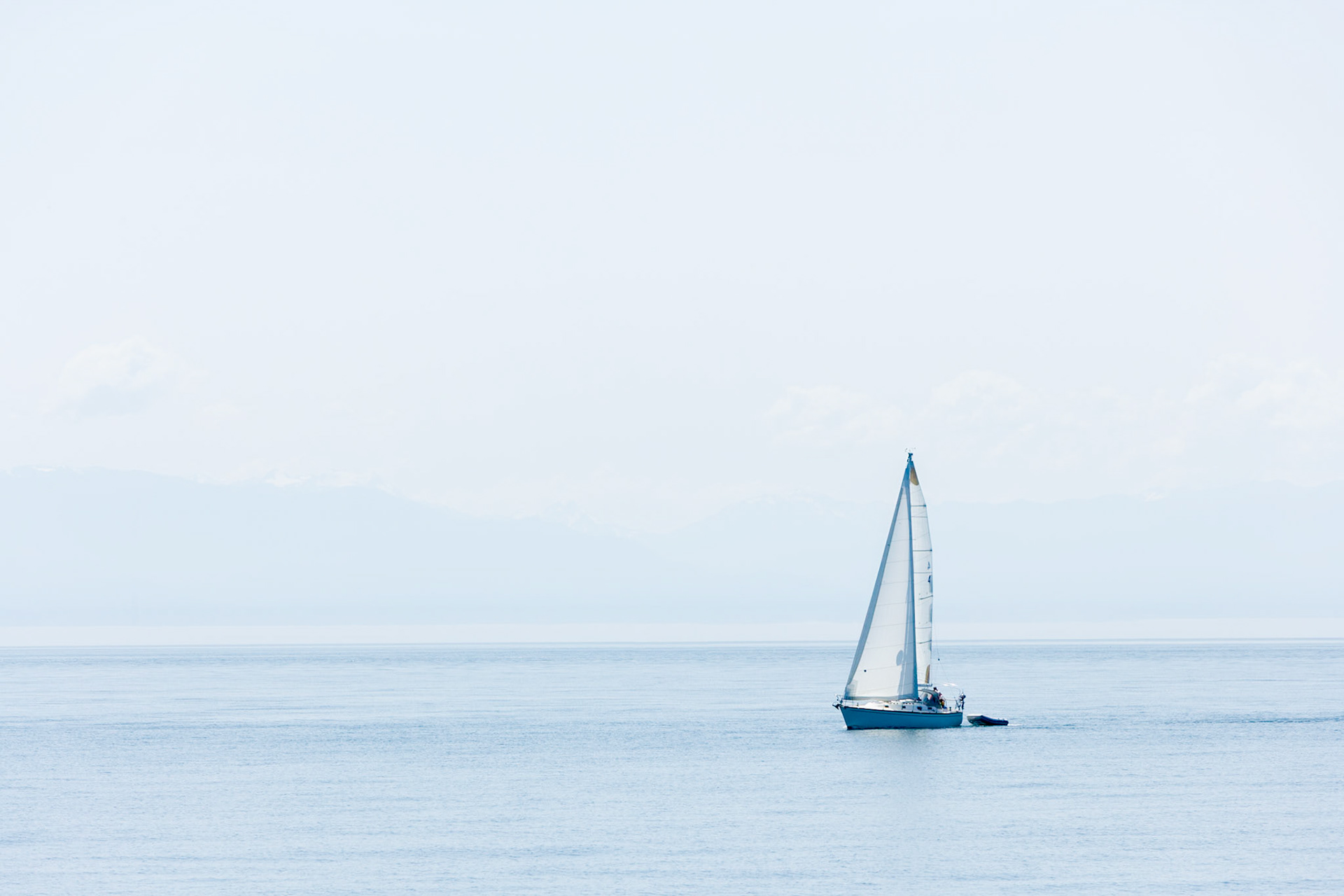 Sail boat at the Orca Whales Tour from Anacortes to San Juan Island Washington, USA