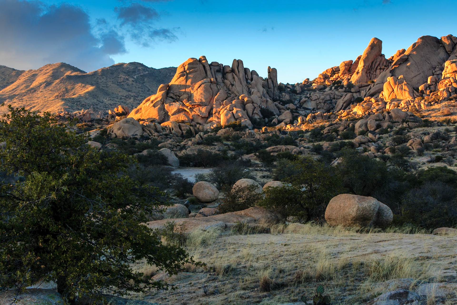 Texas Canyon, near Benson, at sunset, Arizona, USA