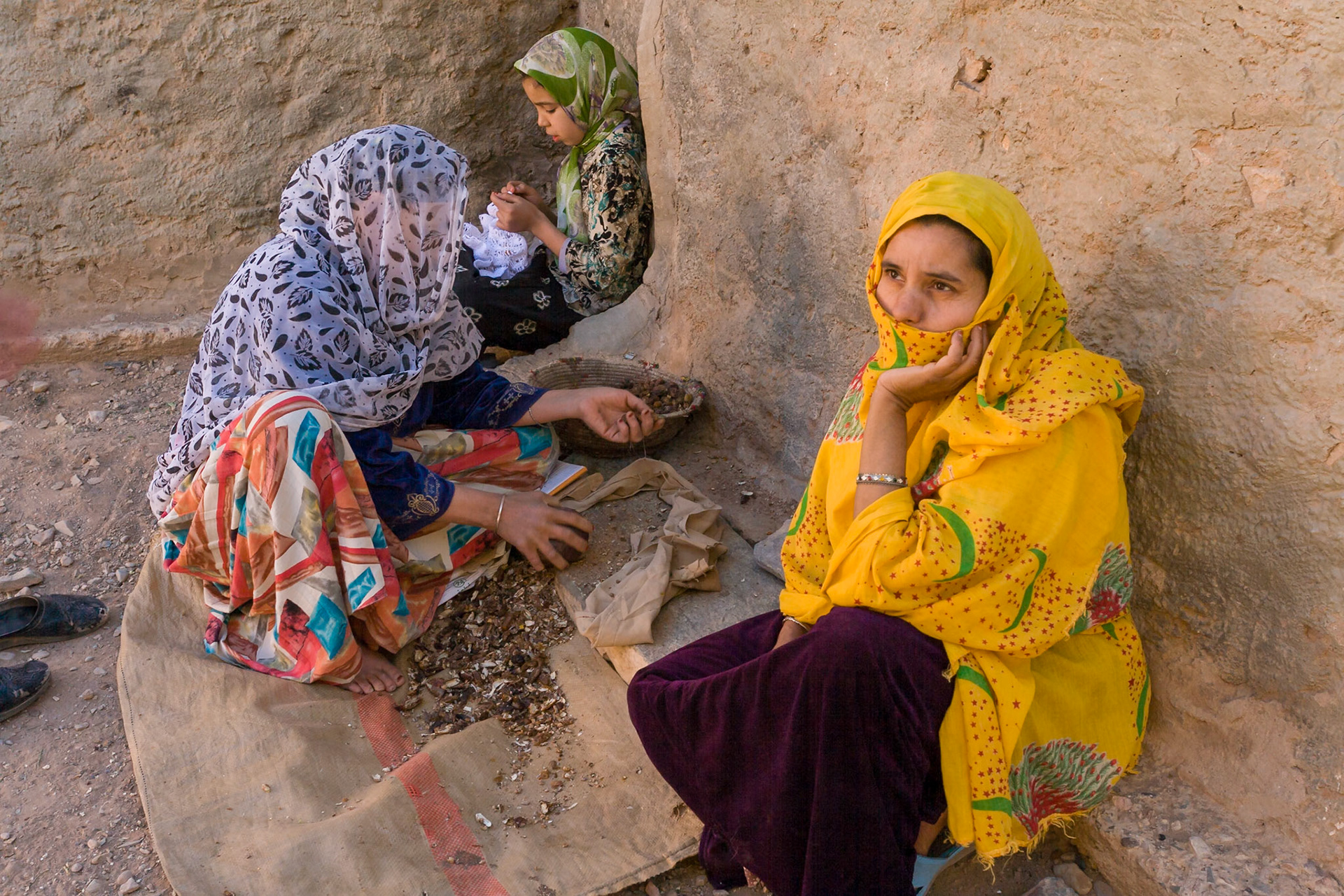 Women working with dates