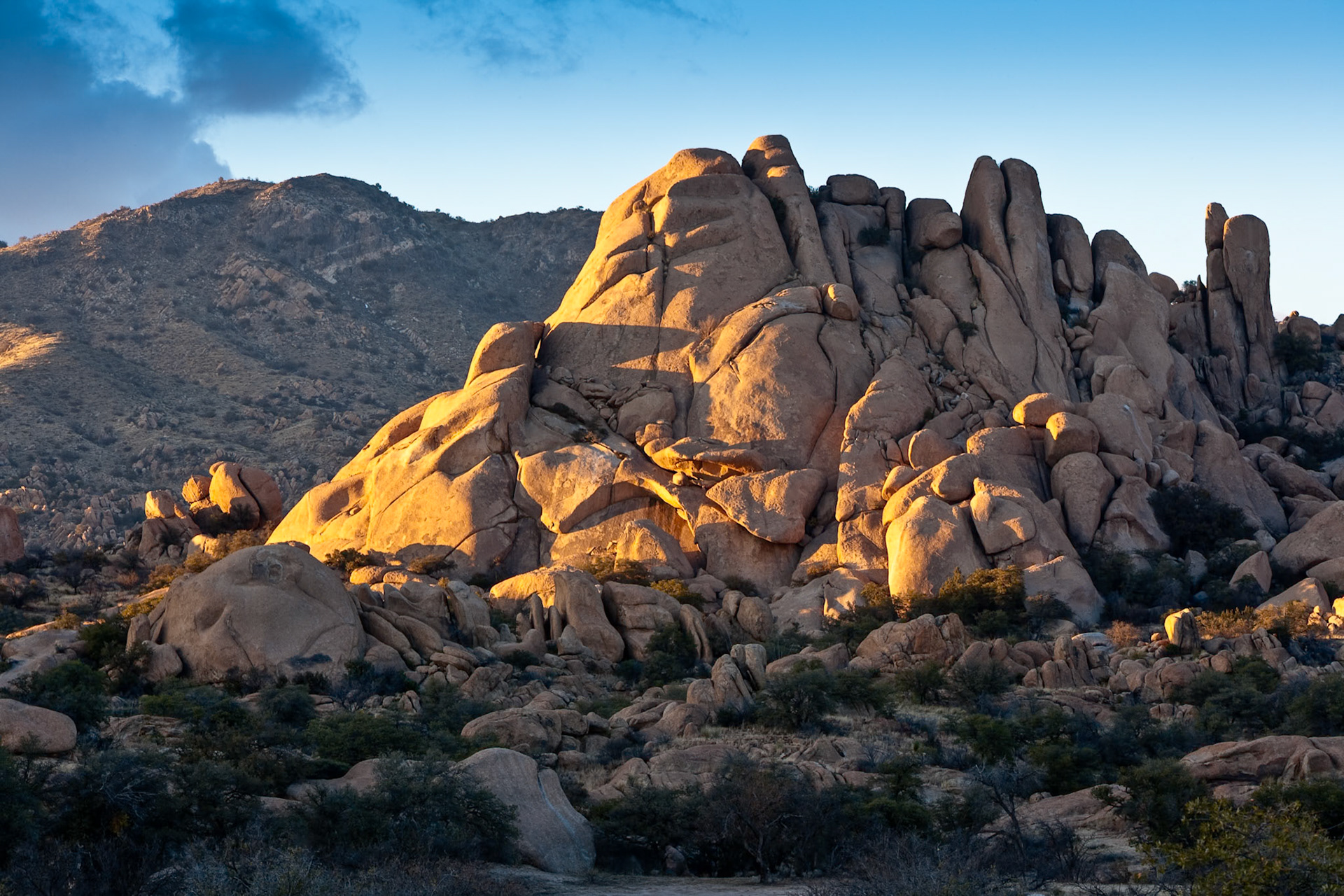 Texas Canyon, near Benson, at sunset, Arizona, USA