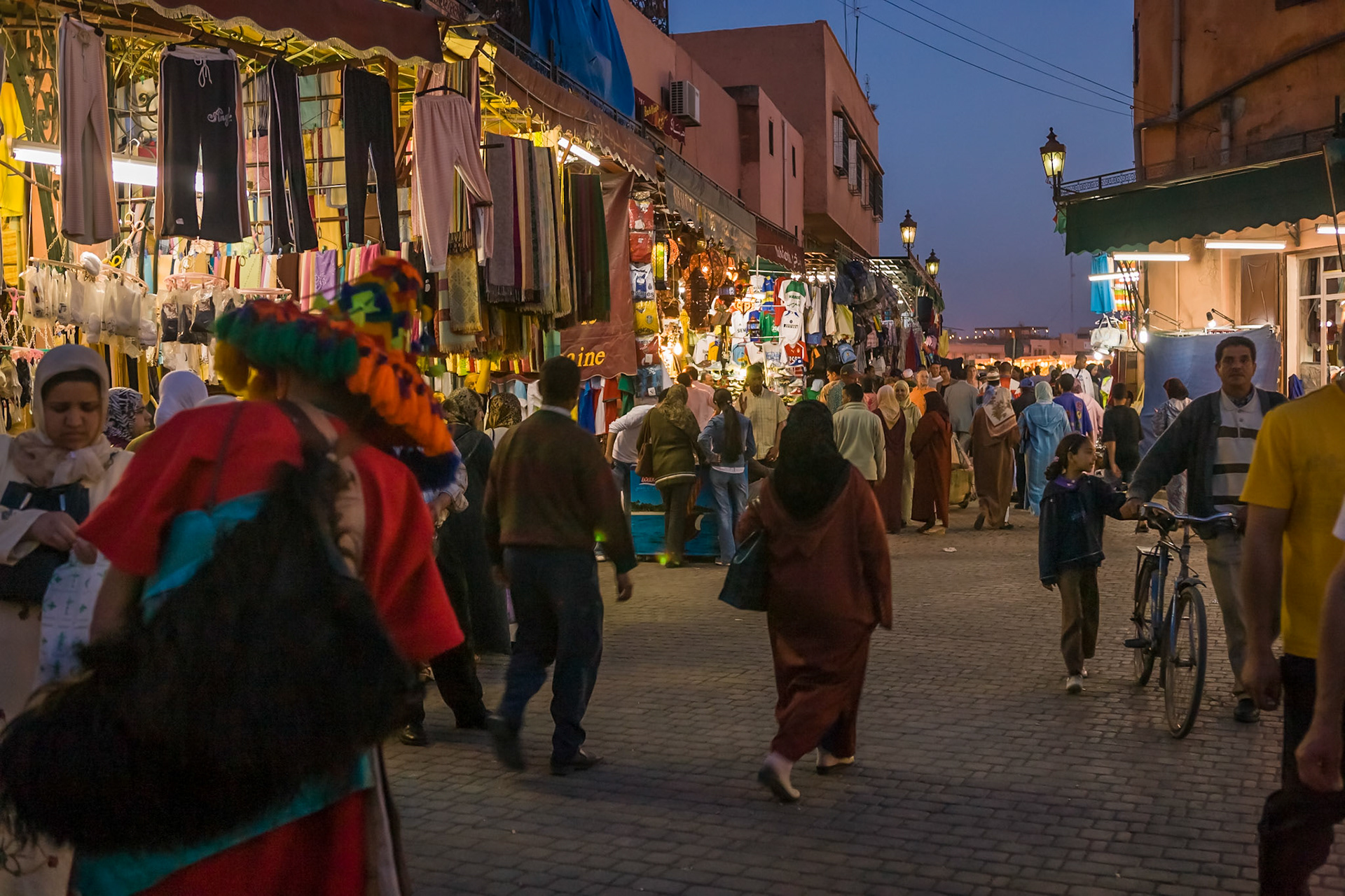 Evening at souk at the city of Marrakech