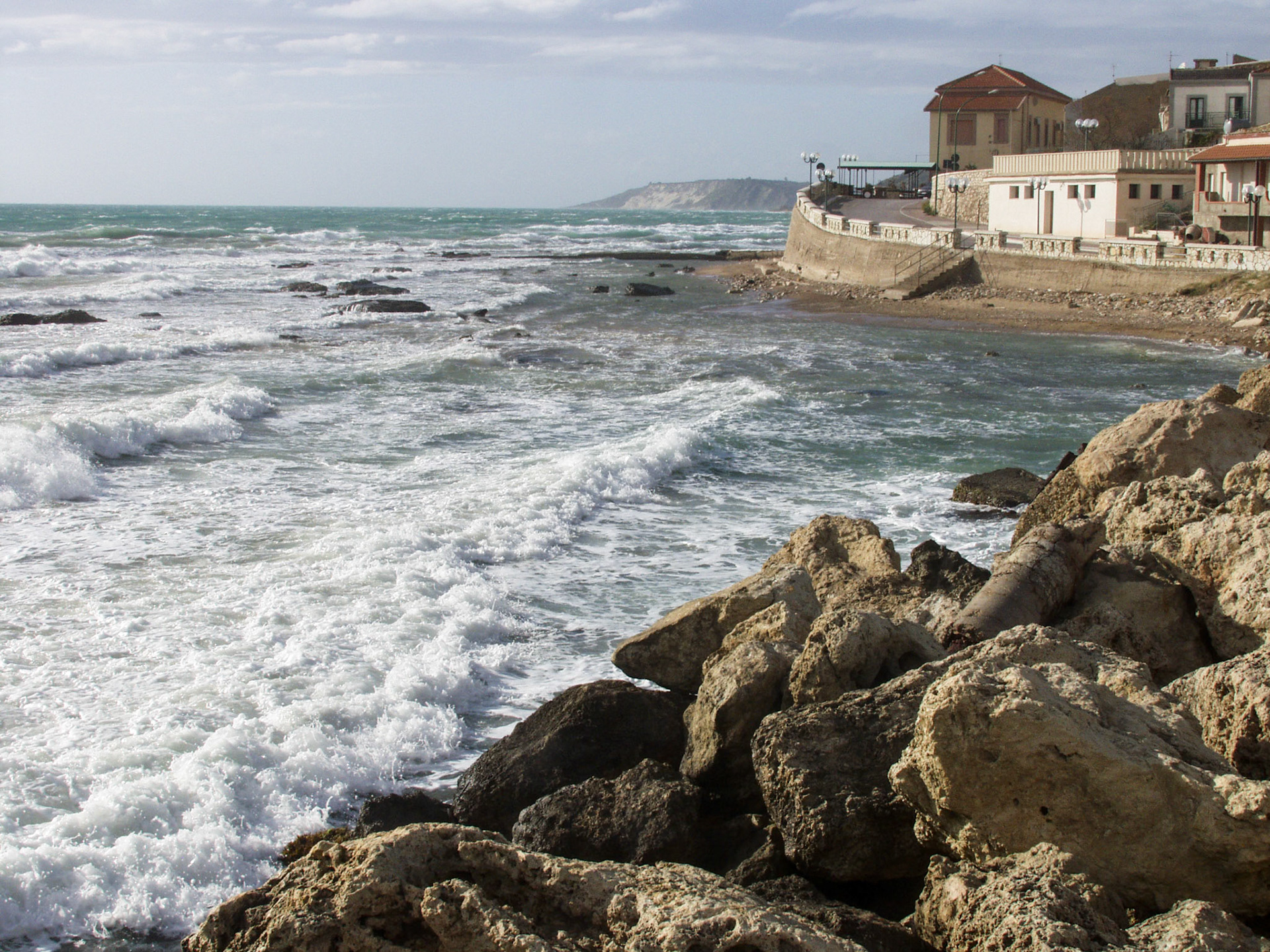 Waves at the sea at Siculiana Marina