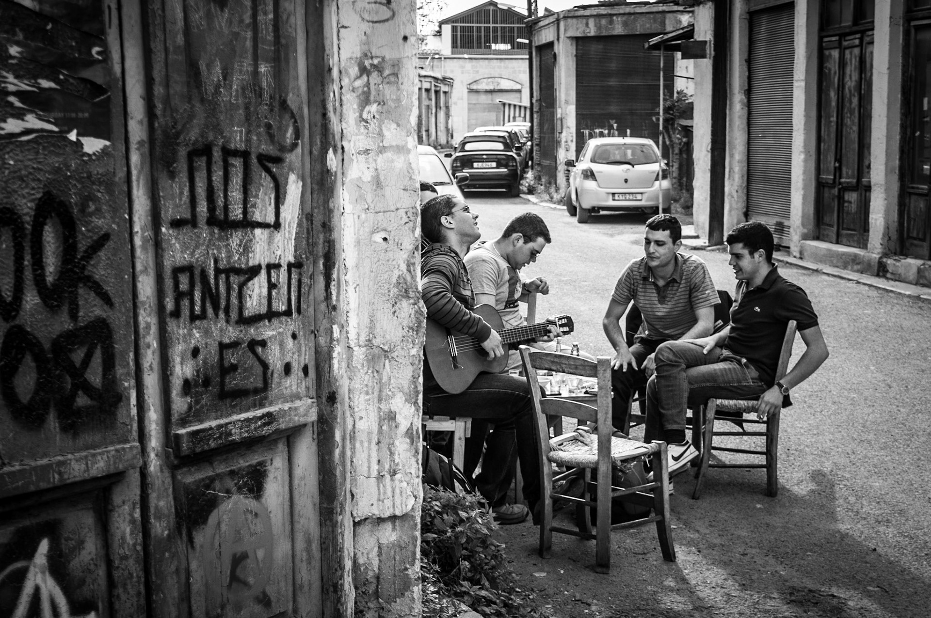 Guys playing the guitar in Old Nicosia Cyprus