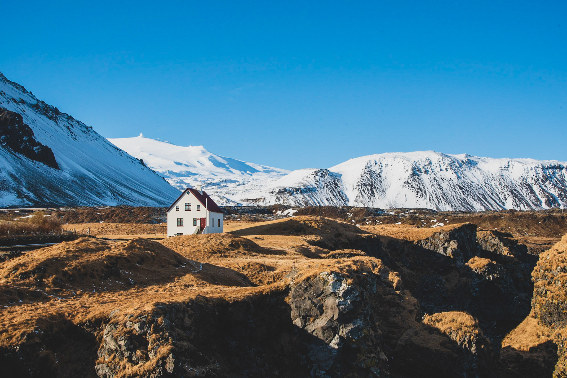 Lonely house near the Arnastapi Port in  Iceland