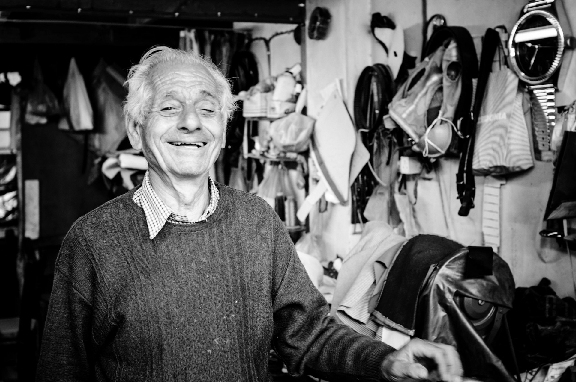 Old man in his tailor shop in Old Nicosia, Cyprus