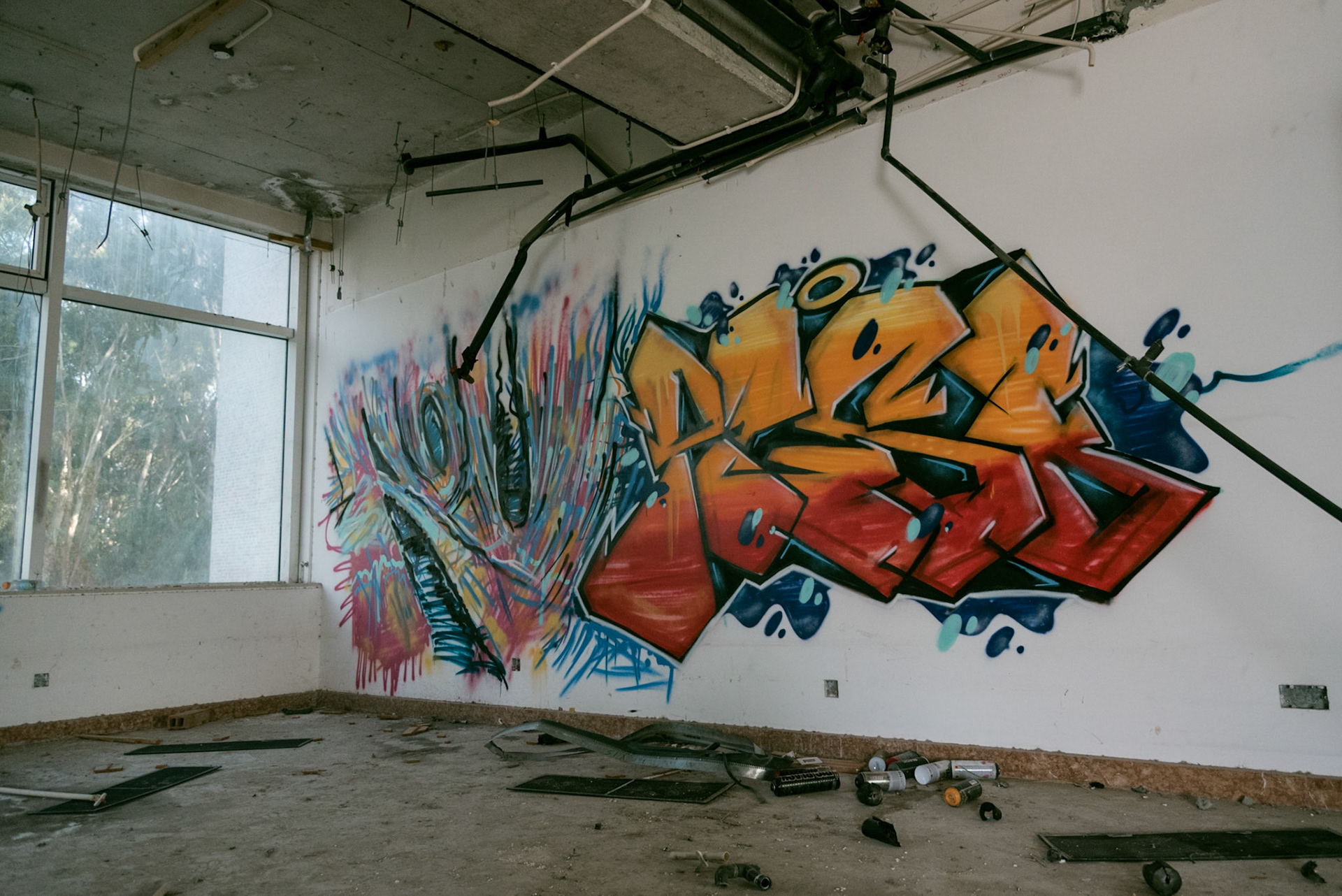 Street art in an abandoned hotel in Nicosia, Cyprus