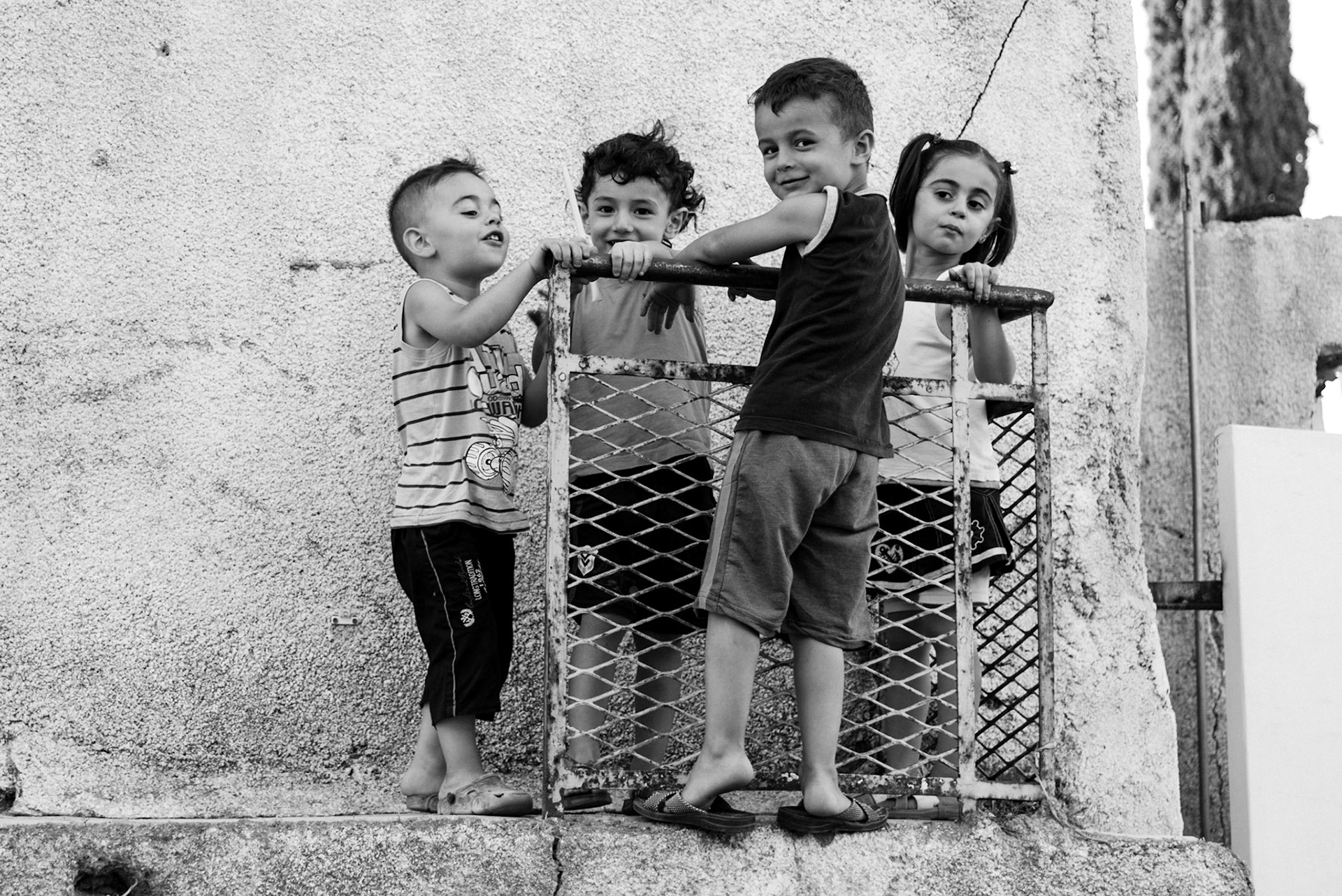 Little kids playing around in Nicosia, Cyprus