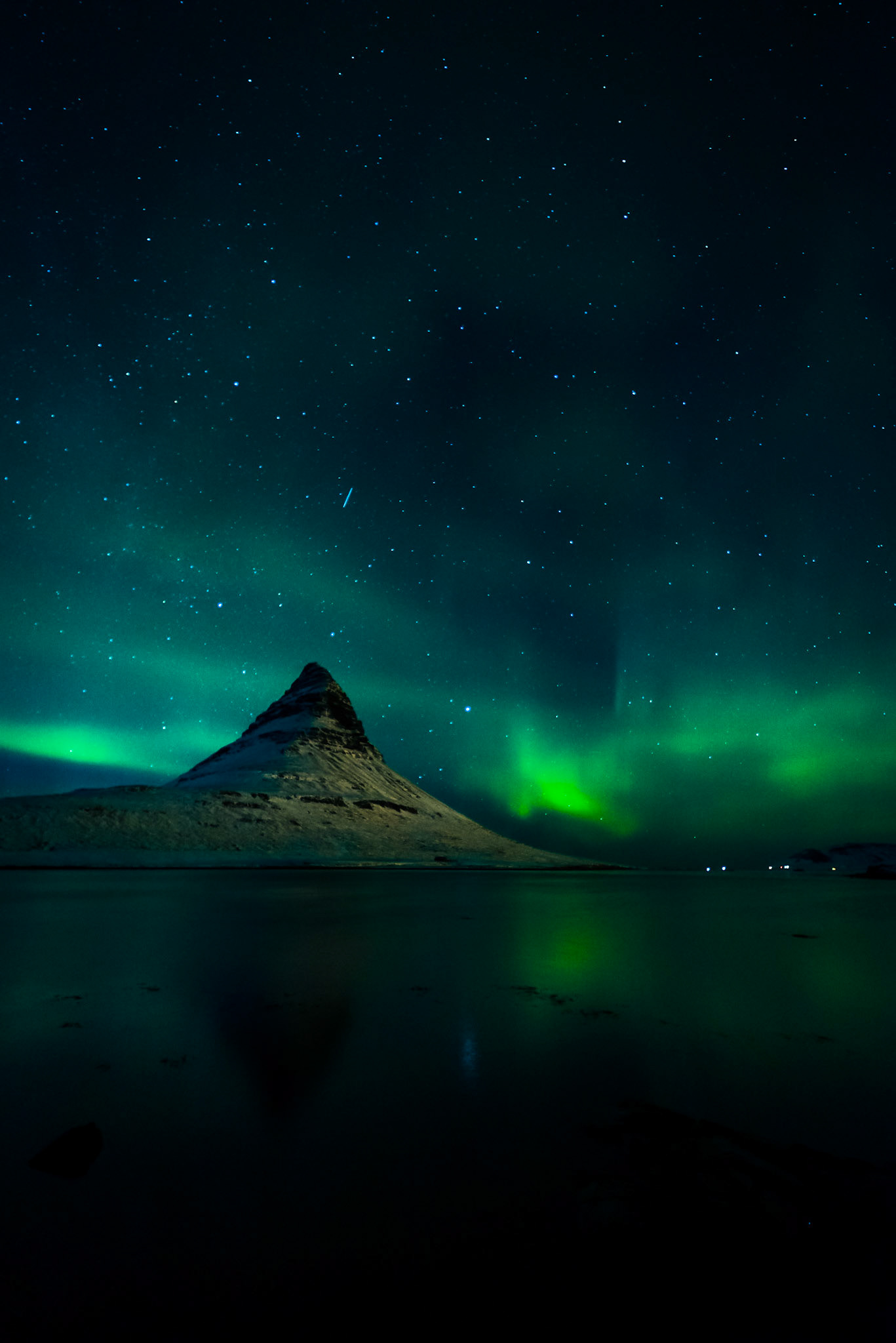 Northern lights over Kirkjufell in Iceland