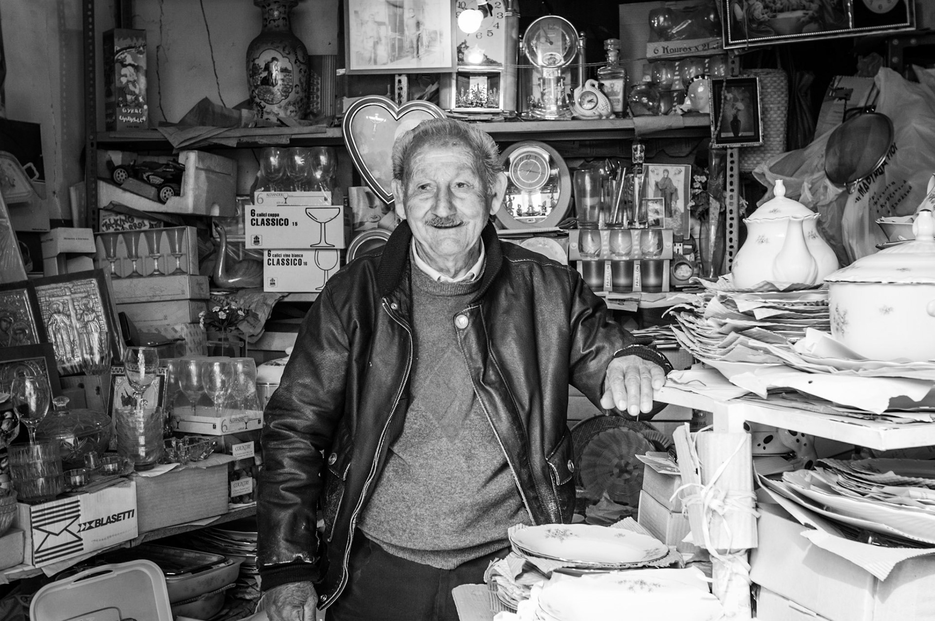 A glass shop owner in Old Nicosia, Cyprus
