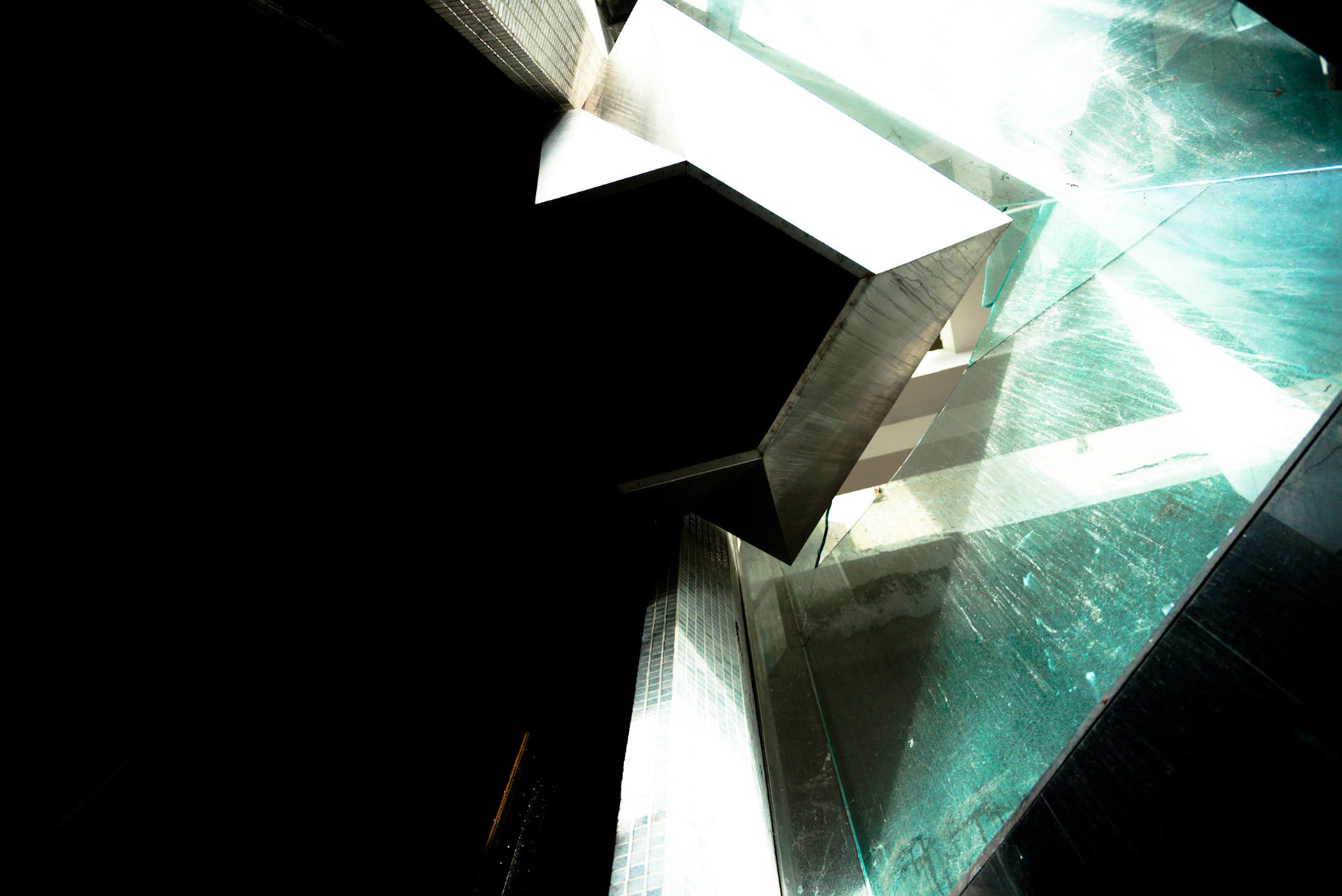 Under the elevator of the abandoned hotel