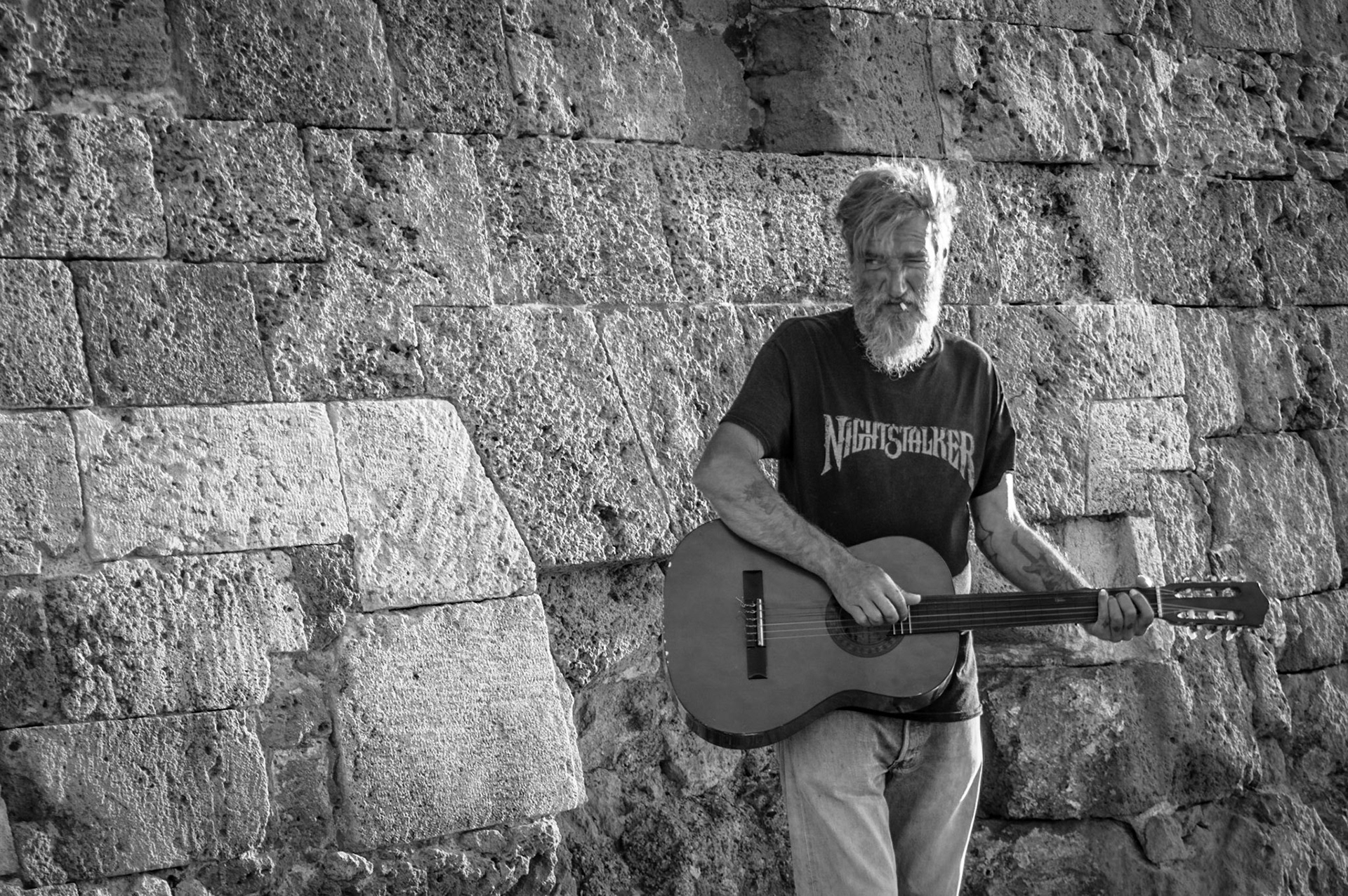 Street Guitarist in Chania, Crete in Greece
