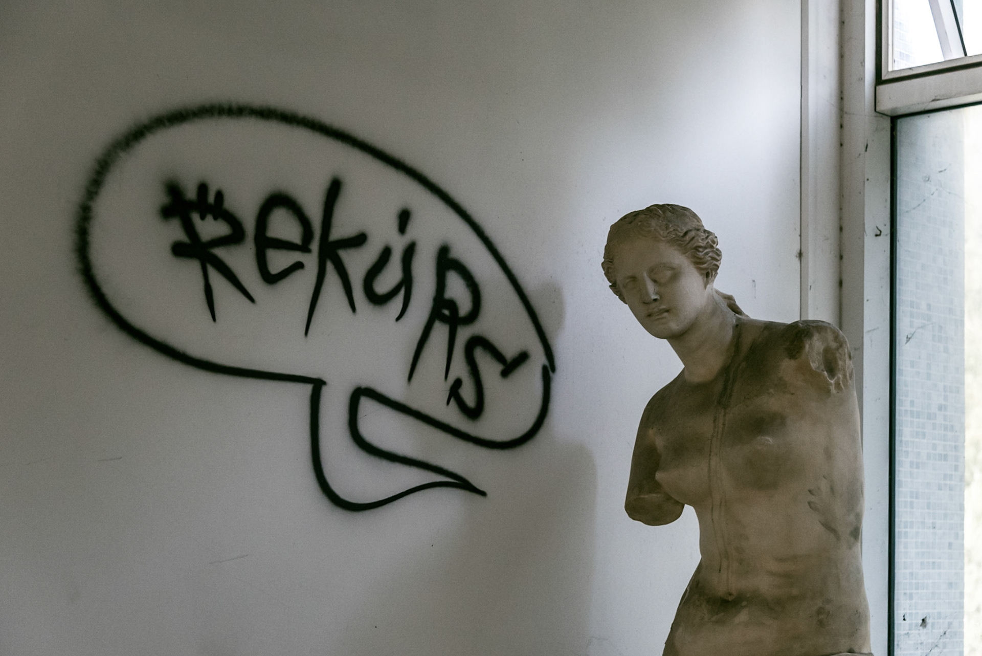 Street art in an abandoned hotel in Nicosia, Cyprus