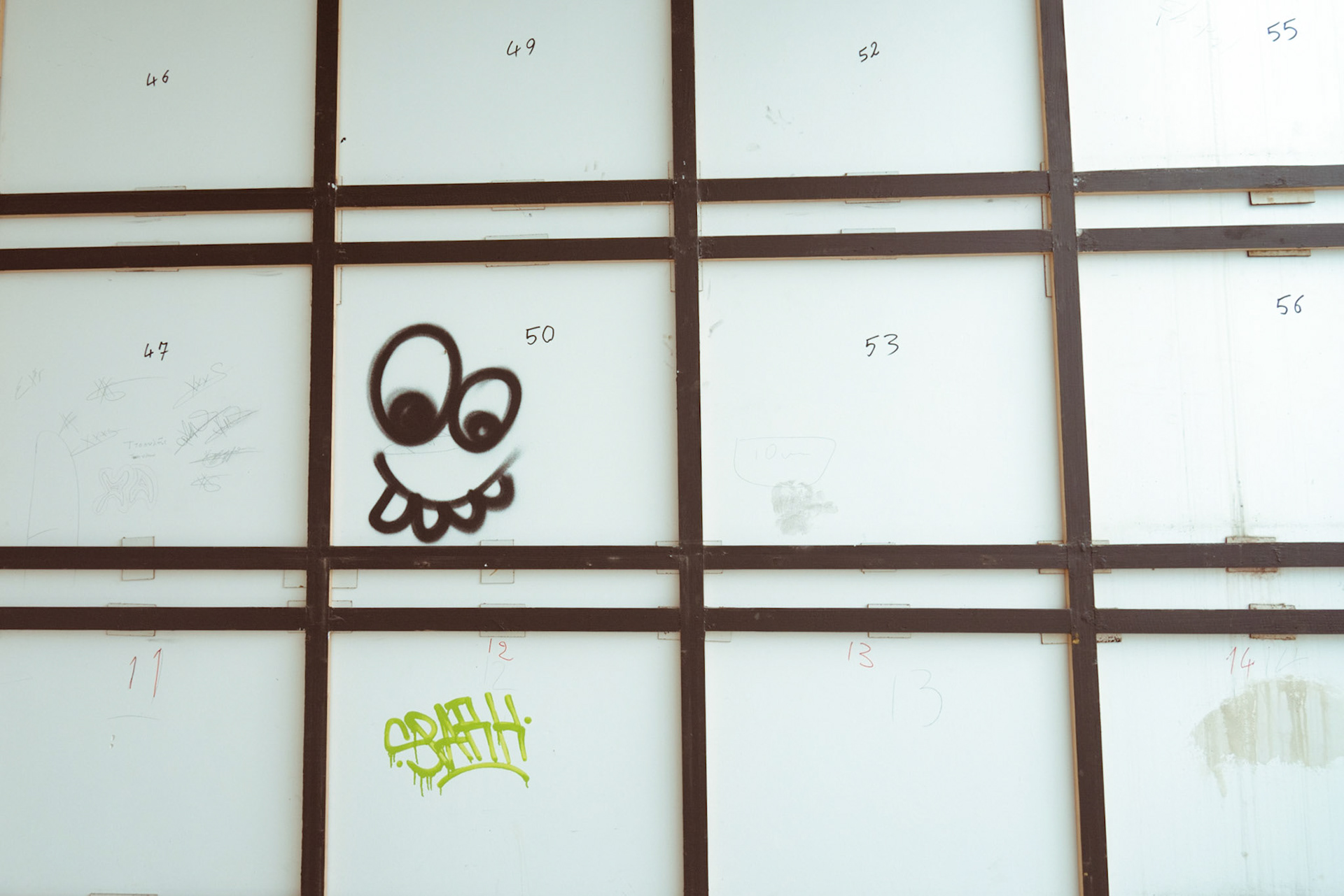 Funny smiley face found in an abandoned hotel in Nicosia, Cyprus