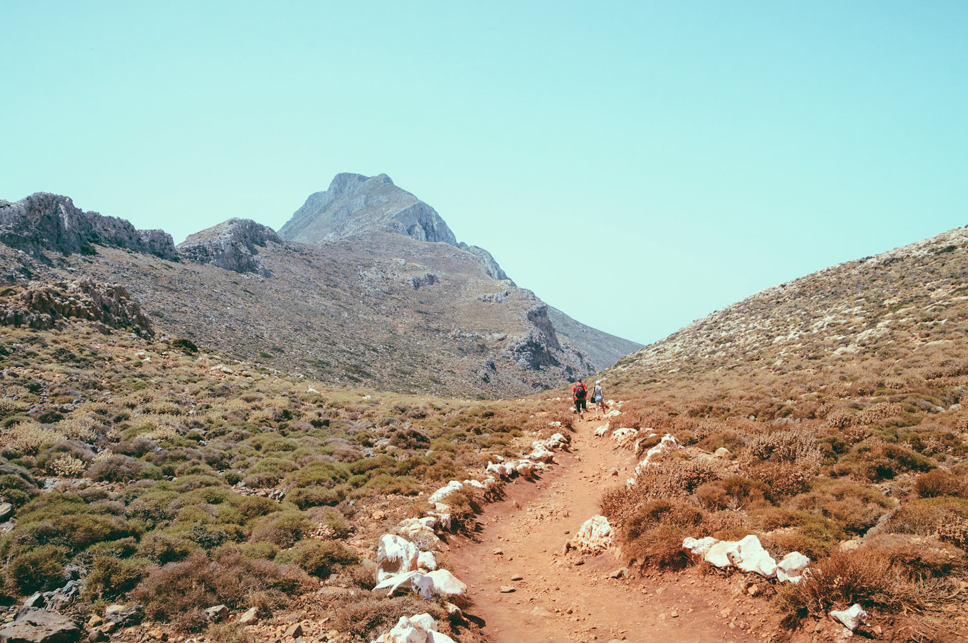 The trail leading to Balos Beach in Chania, Crete in Greece