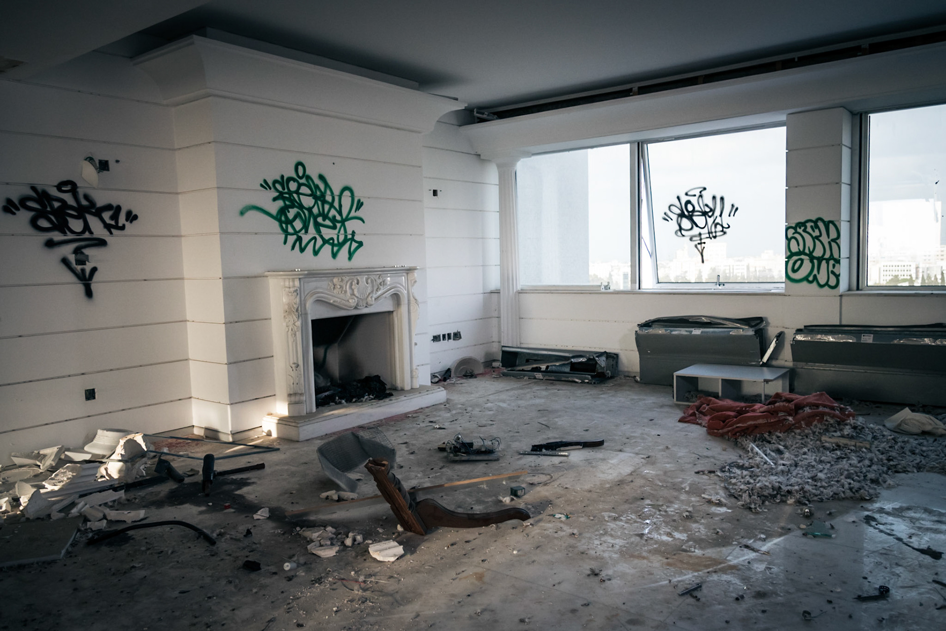 The penthouse of an abandoned hotel in Nicosia, Cyprus