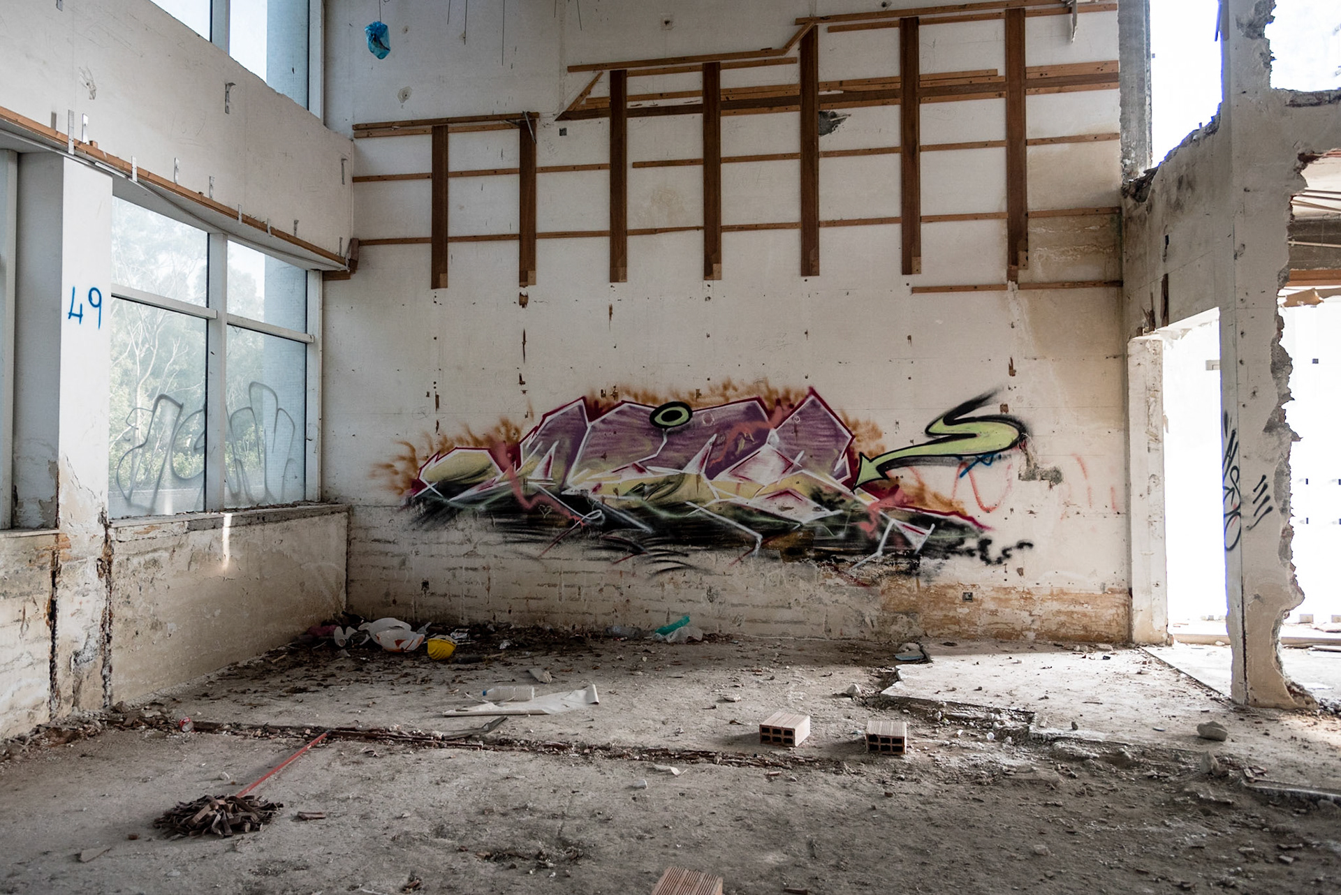 Street art in an abandoned hotel in Nicosia, Cyprus