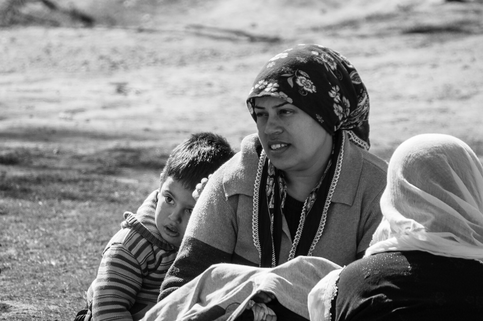 A family enjoying the sun in Occupied Nicosia, Cyprus