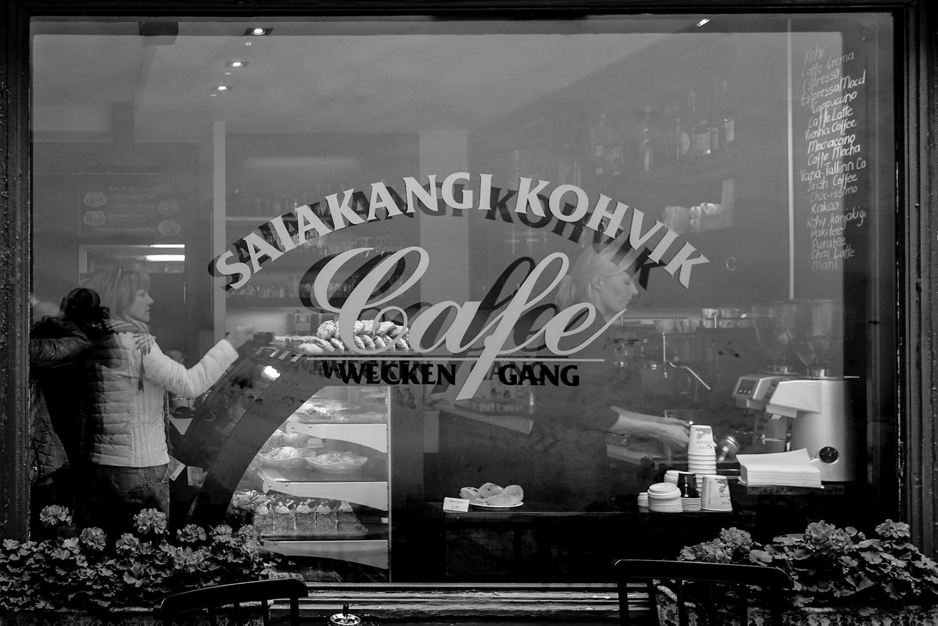 Window of a cafe in Tallinn, Estonia