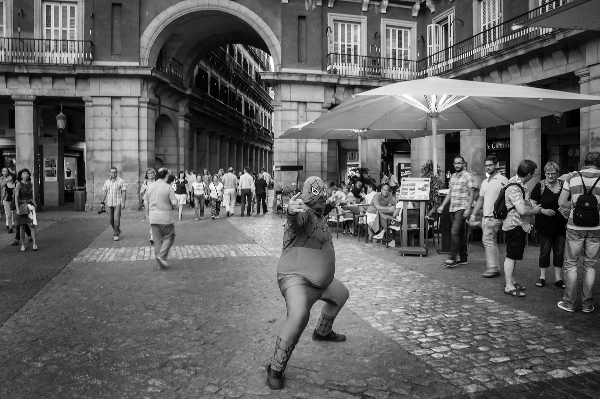 Street performer in Plaza Mayor in Madrid, Spain