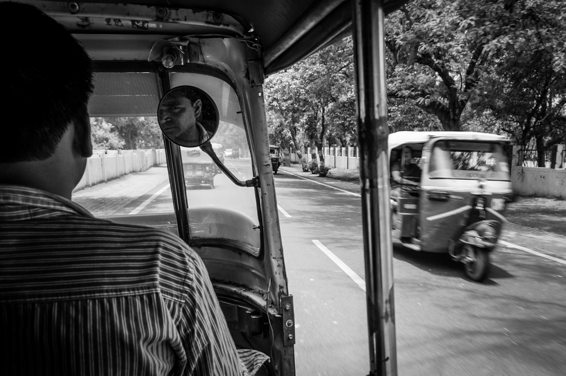 Auto rickshaw ride from the Taj Mahal back to the entrance. Taken in Agra, India