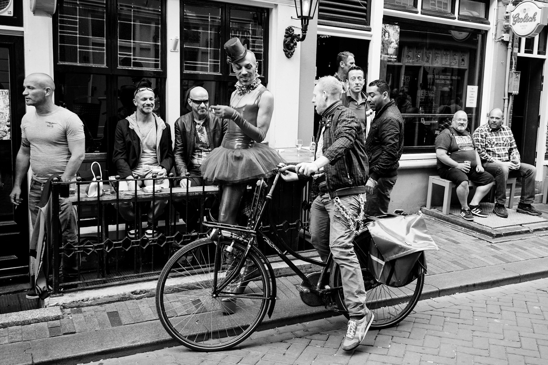 Outside a gay bar in Amsterdam, Netherlands