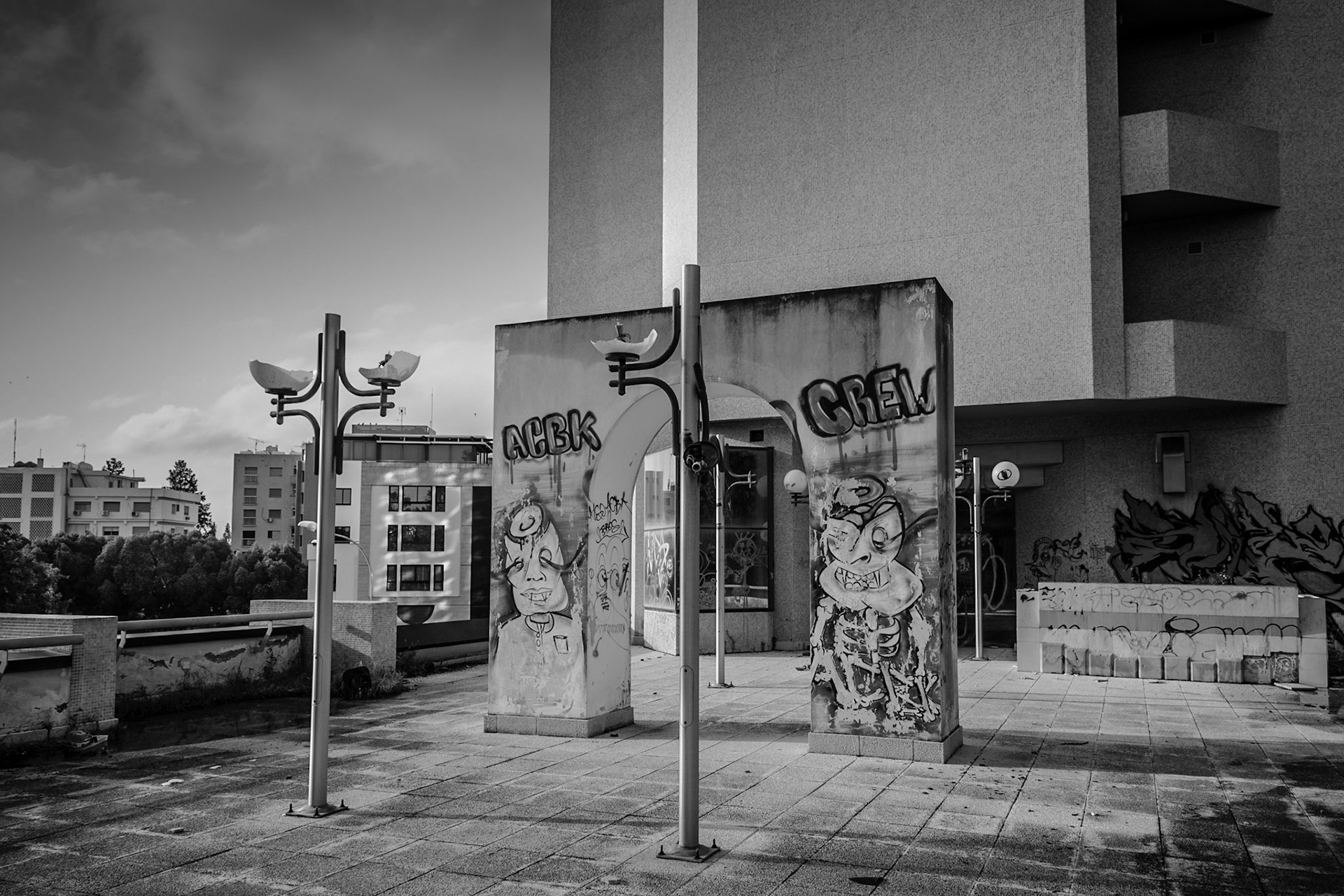 The terrace of an abandoned hotel in Nicosia