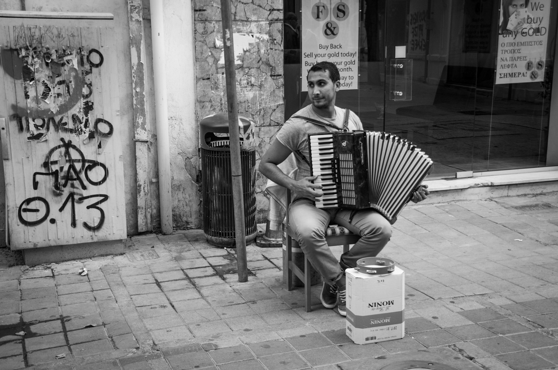 An accordion player in Old Nicosia, Cyprus