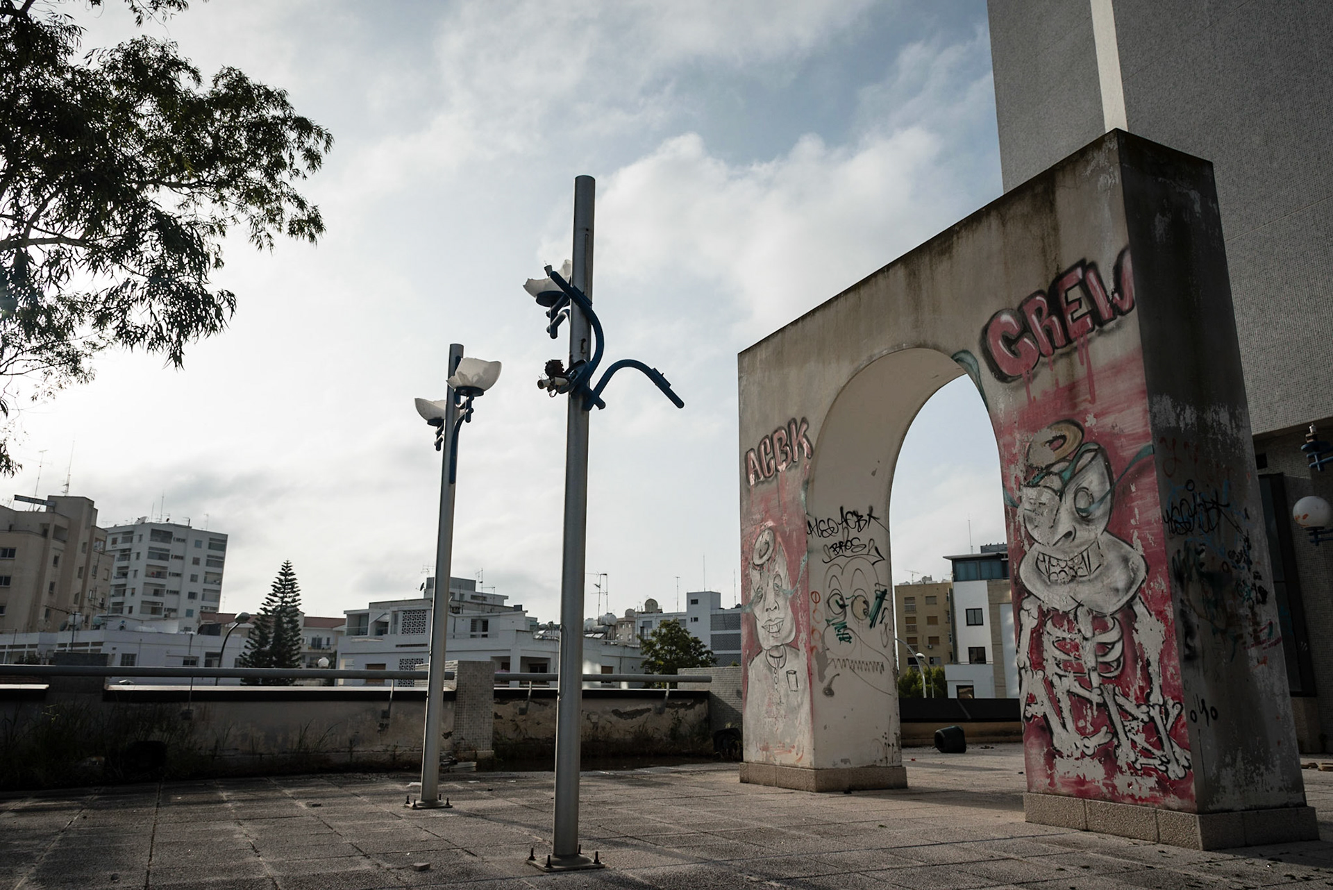 The terrace of an abandoned hotel in Nicosia