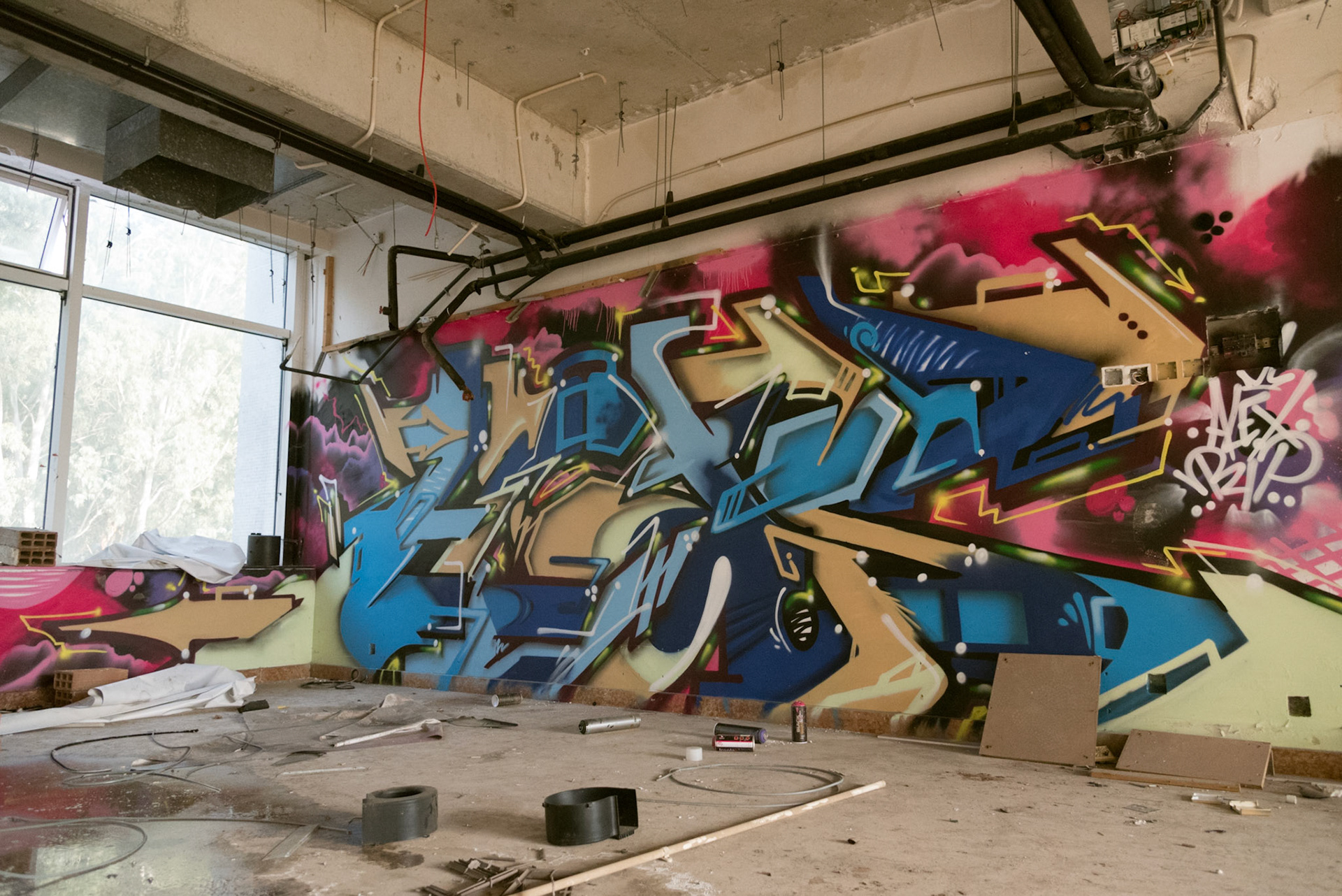 Street art in an abandoned hotel in Nicosia, Cyprus