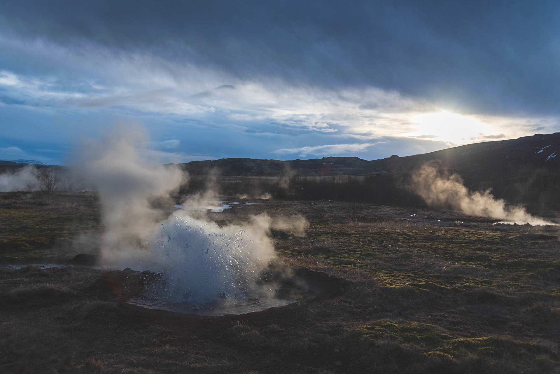 Hot springs in the Geysir geothermal area in the Golden Circle in Iceland.