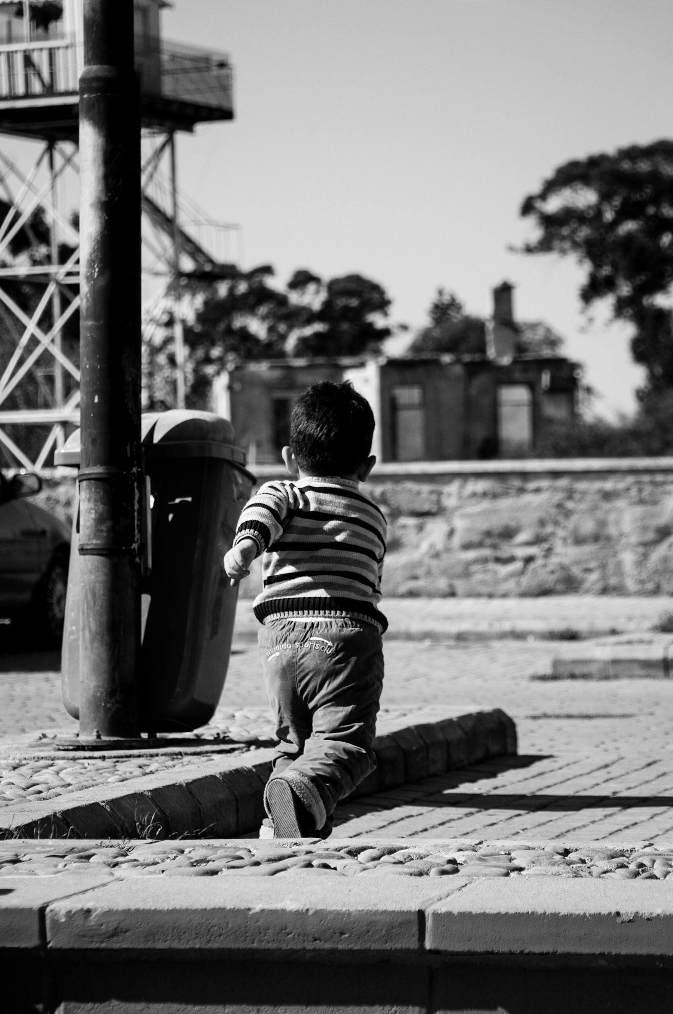 Little kid running around in Occupied Nicosia Cyprus