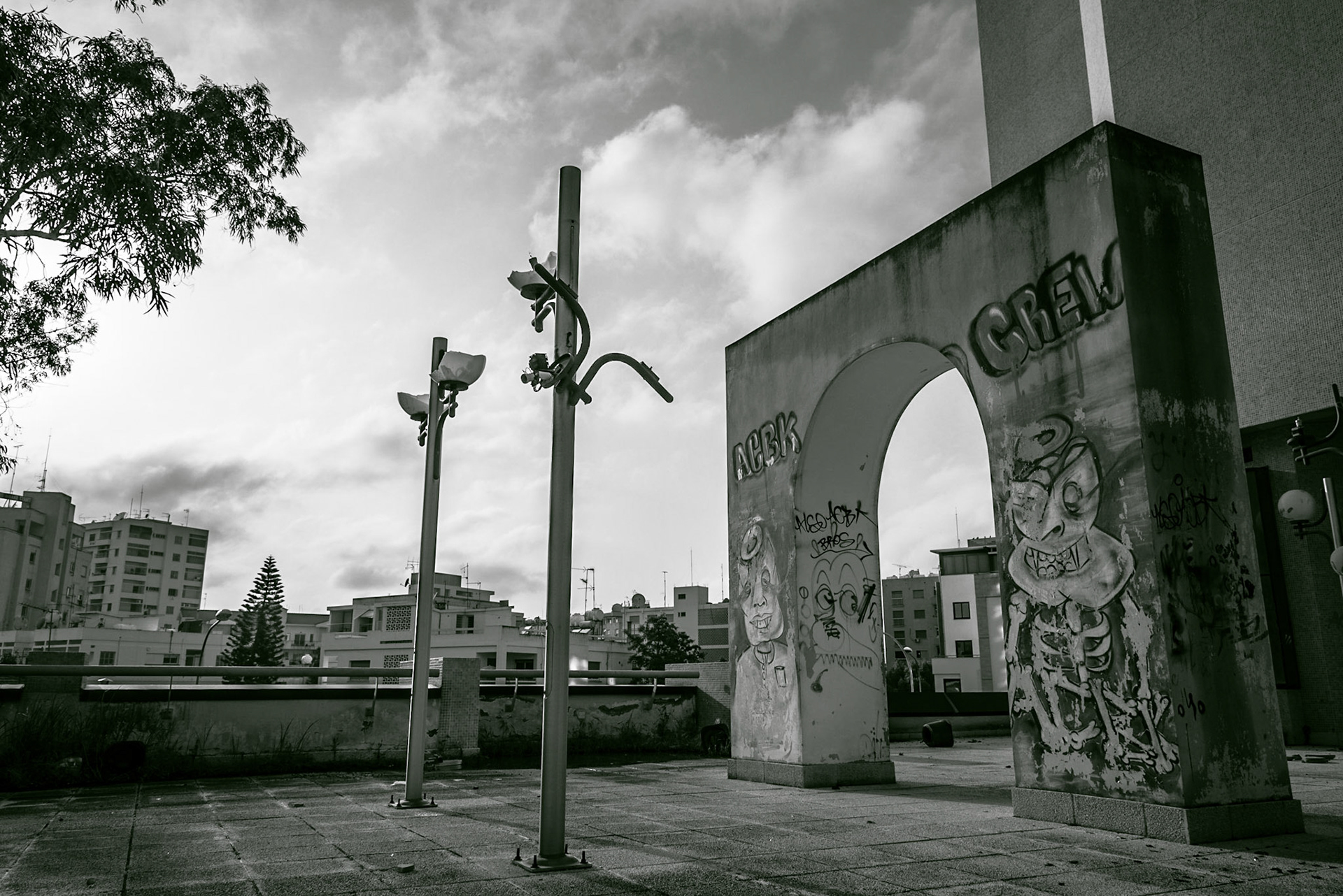 The terrace of an abandoned hotel in Nicosia