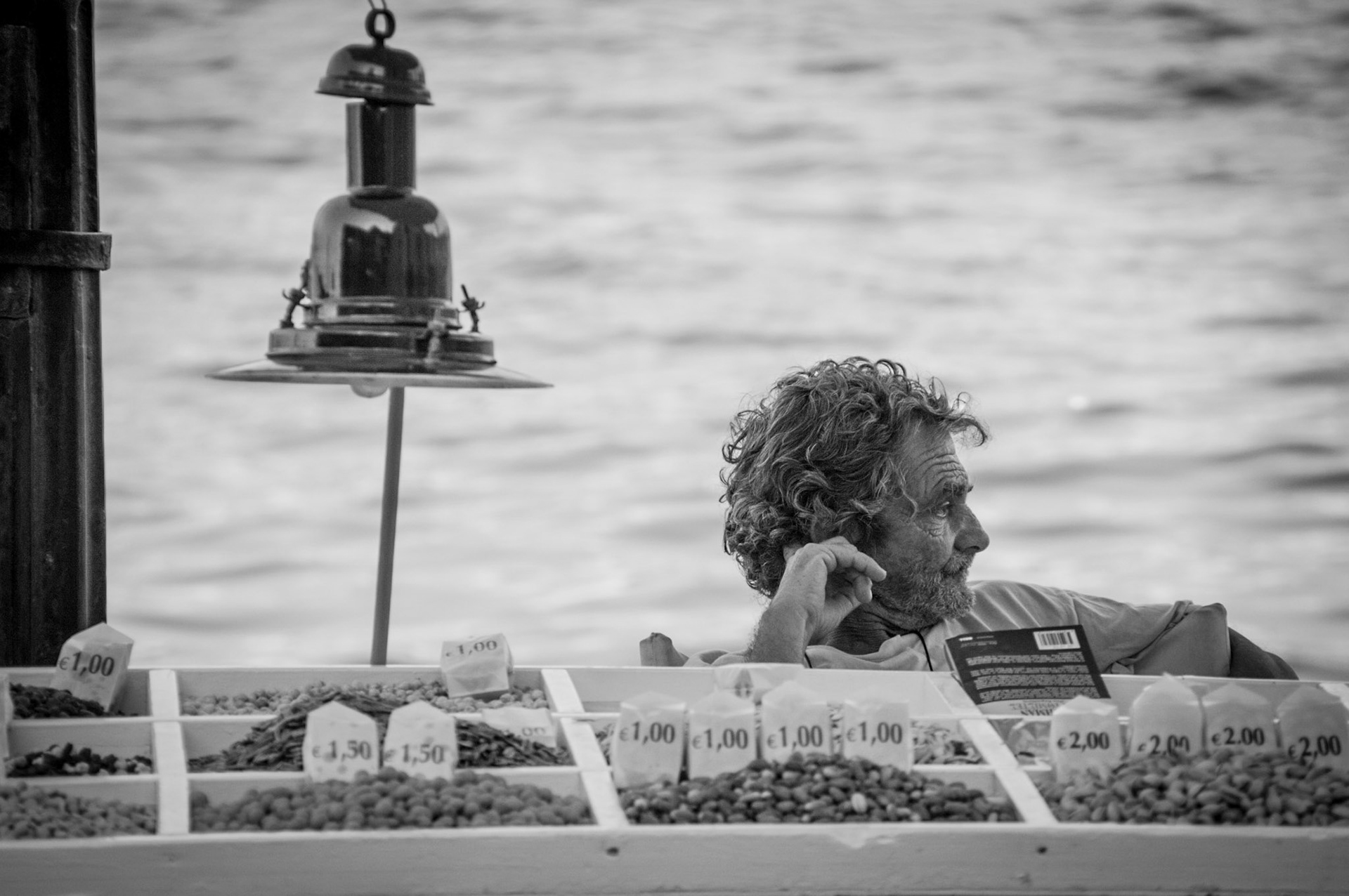Nut seller at Chania Port in Crete, Chania