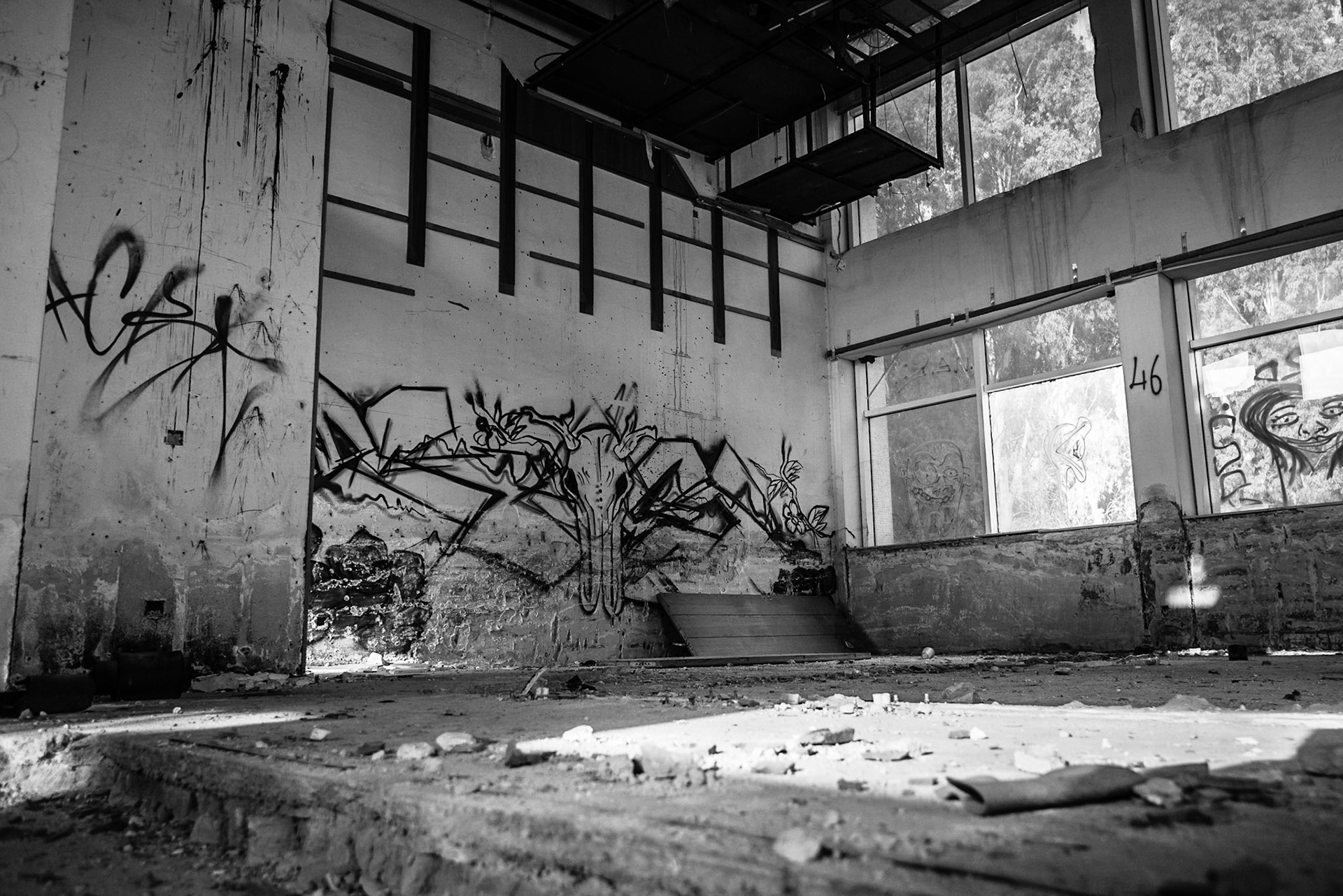 Street art in an abandoned hotel in Nicosia, Cyprus