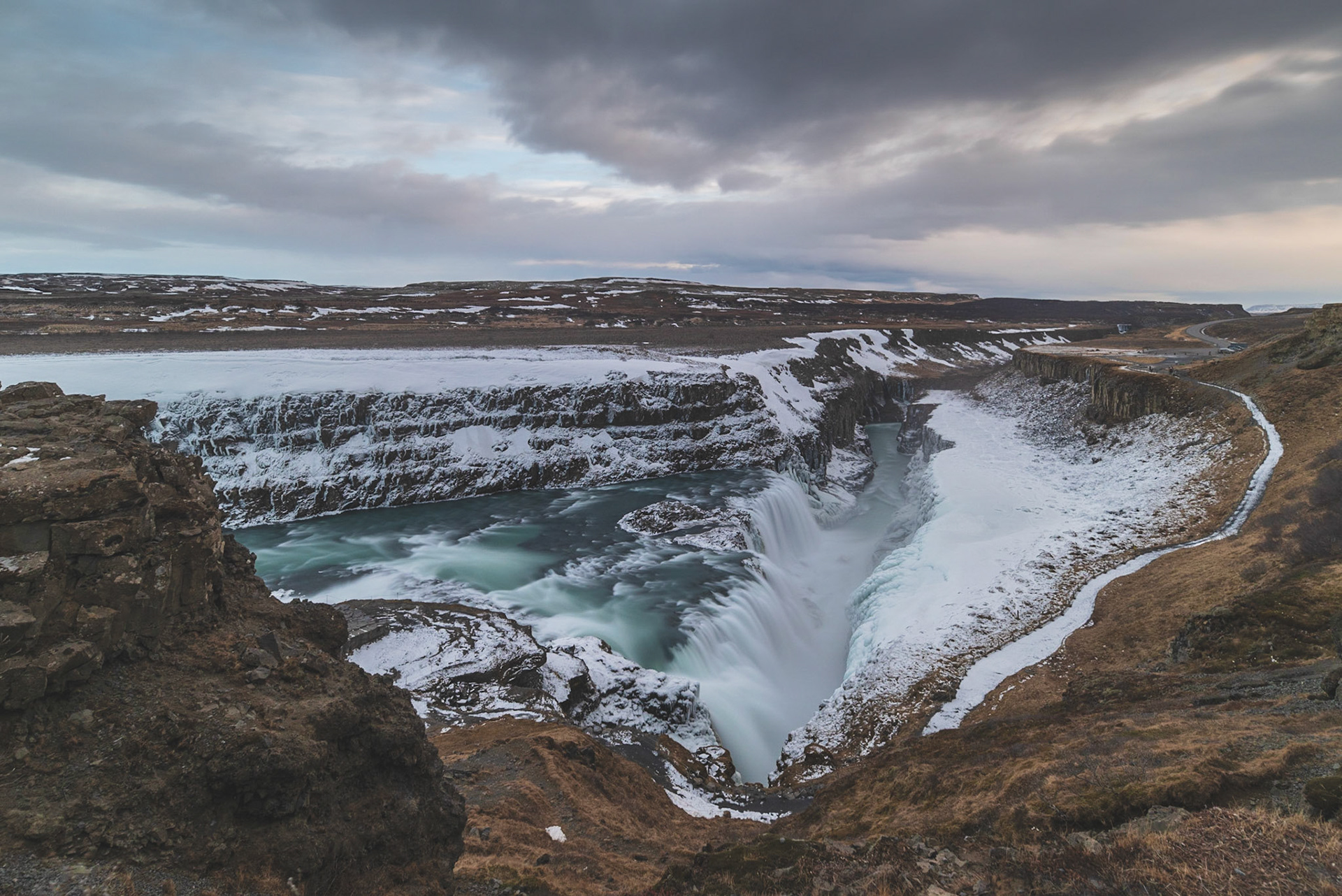 Gullfoss waterfall located in the canyon of the Hvita river in southwest Iceland.