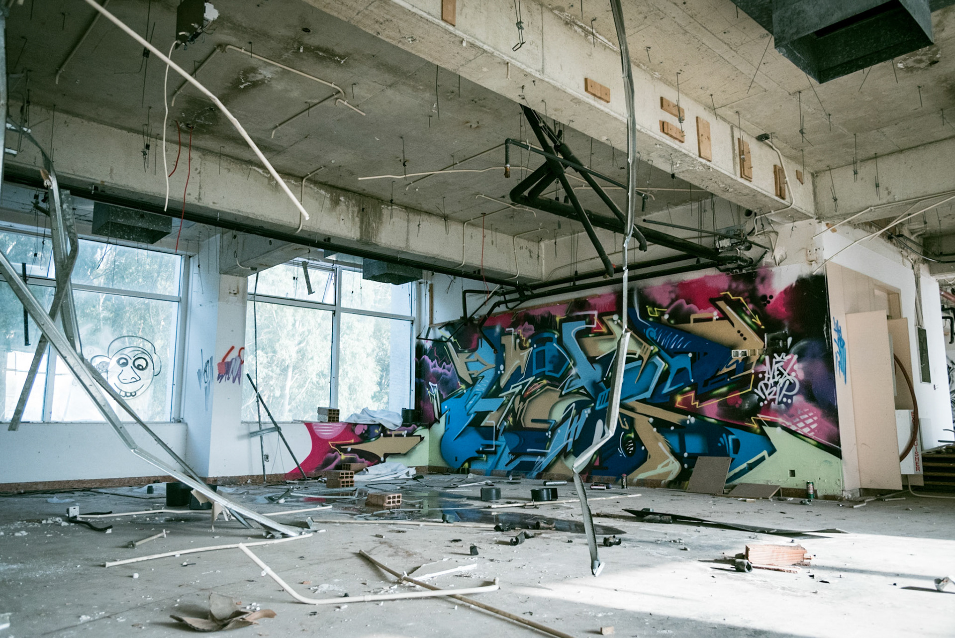 Street art in an abandoned hotel in Nicosia, Cyprus