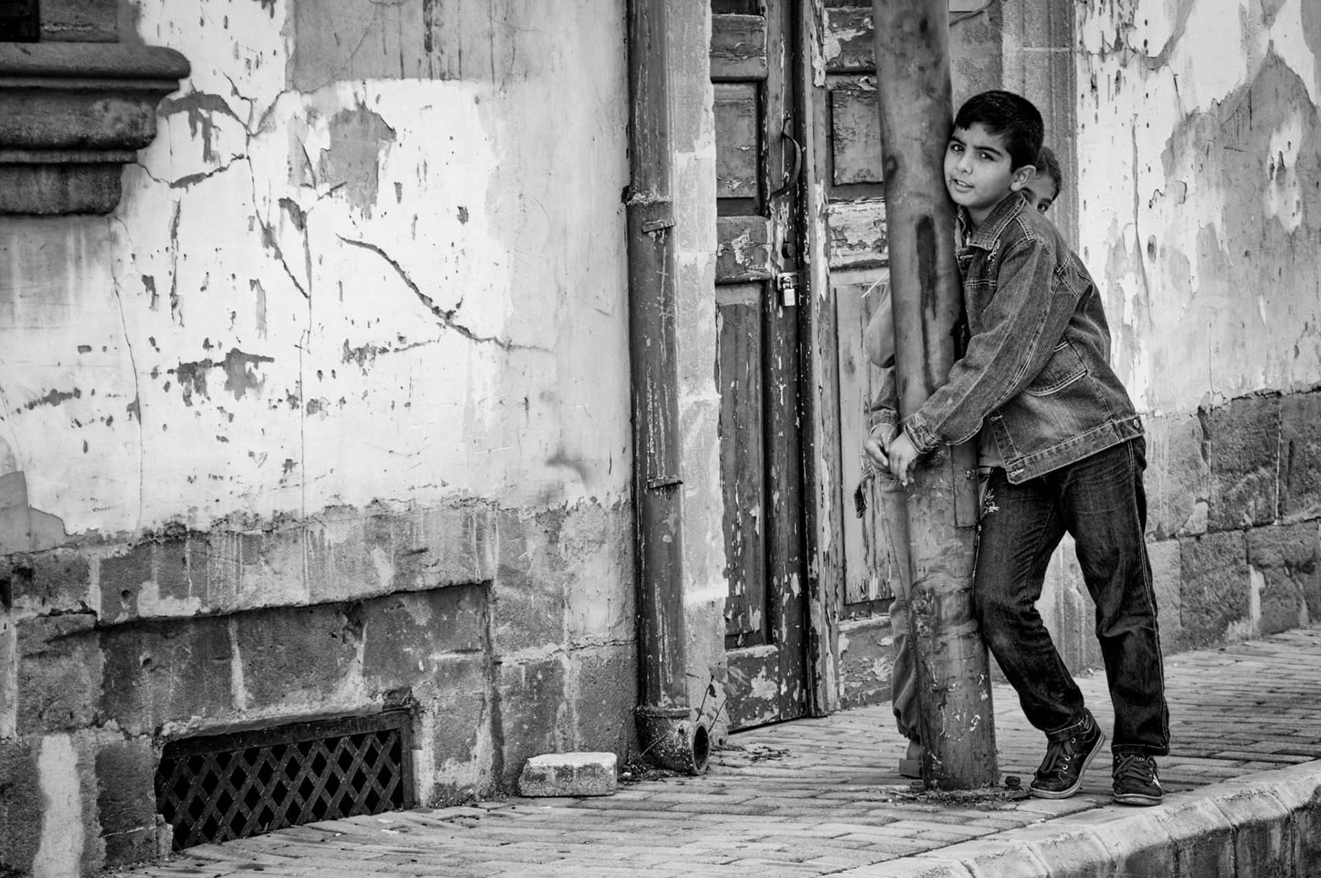 Little children playing around in Old Nicosia, Cyprus