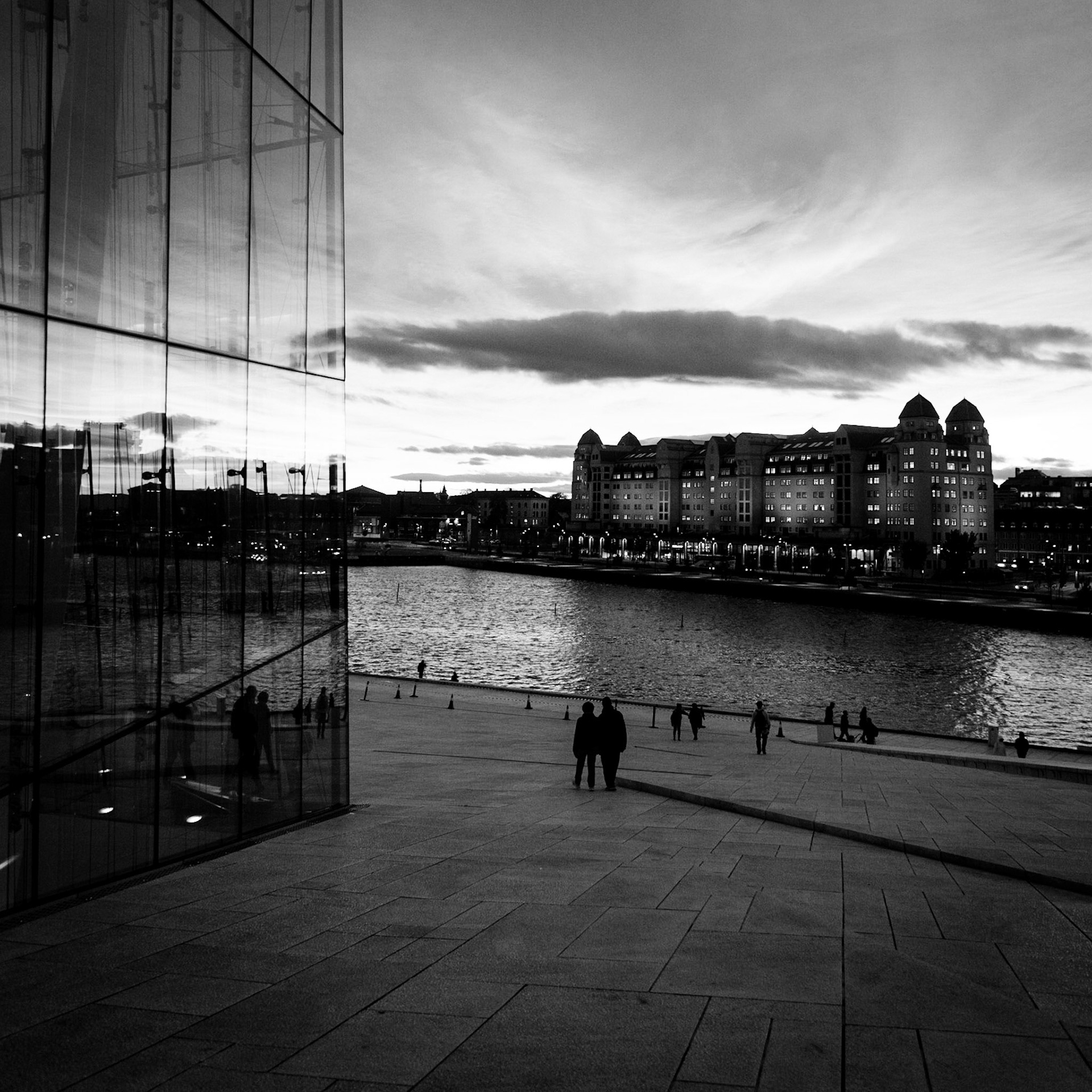 People walking on the Oslo Opera House in Oslo, Norway