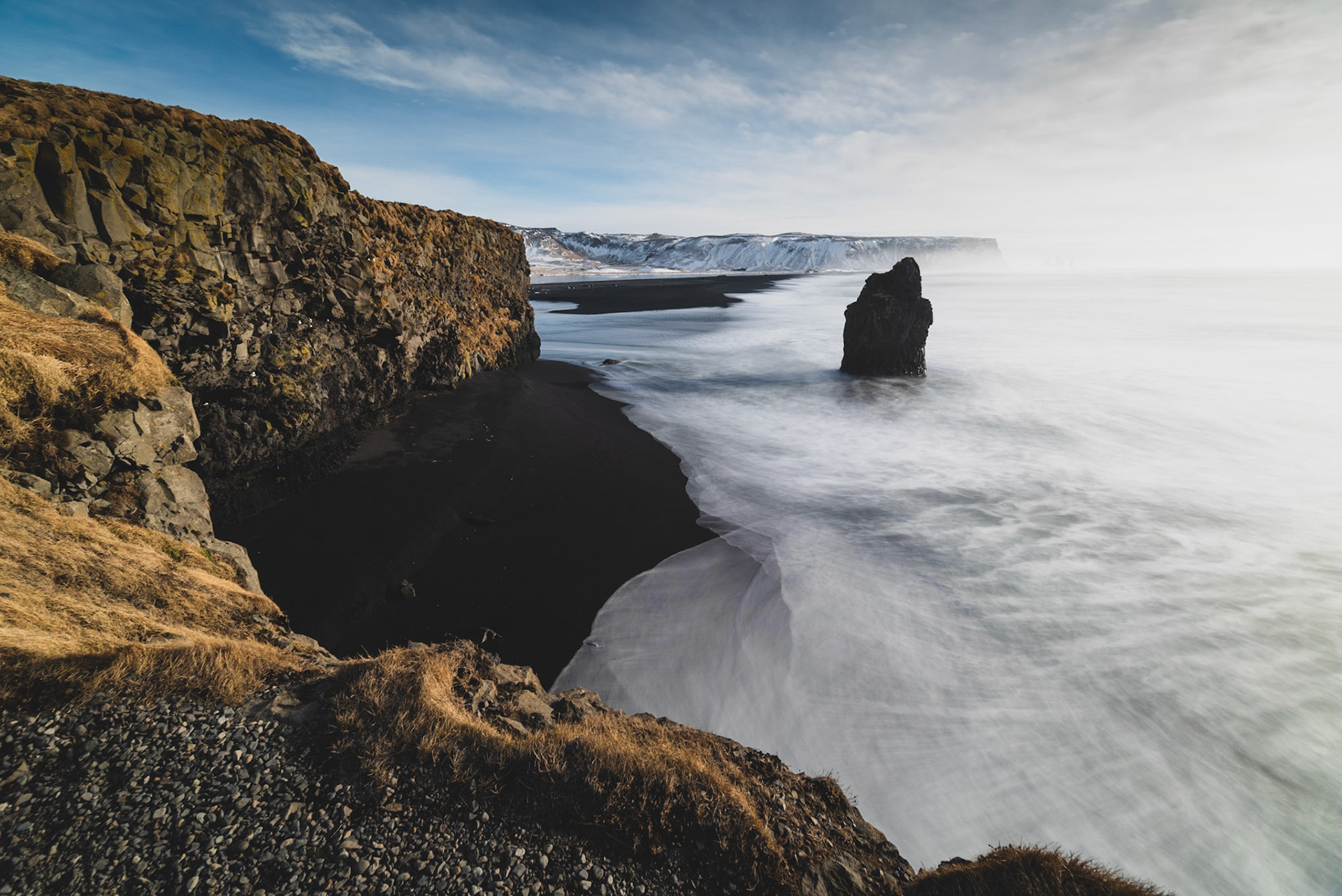View of Reynisfjara Beach near Dyrholaey